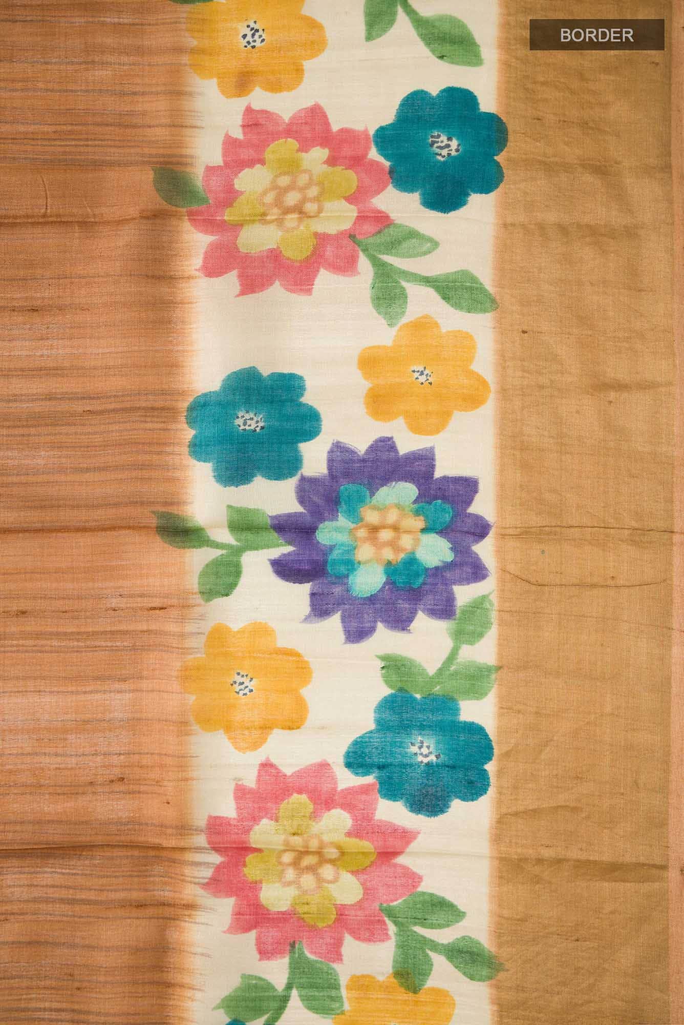 Beige Bhagalpuri Tussar Silk Saree