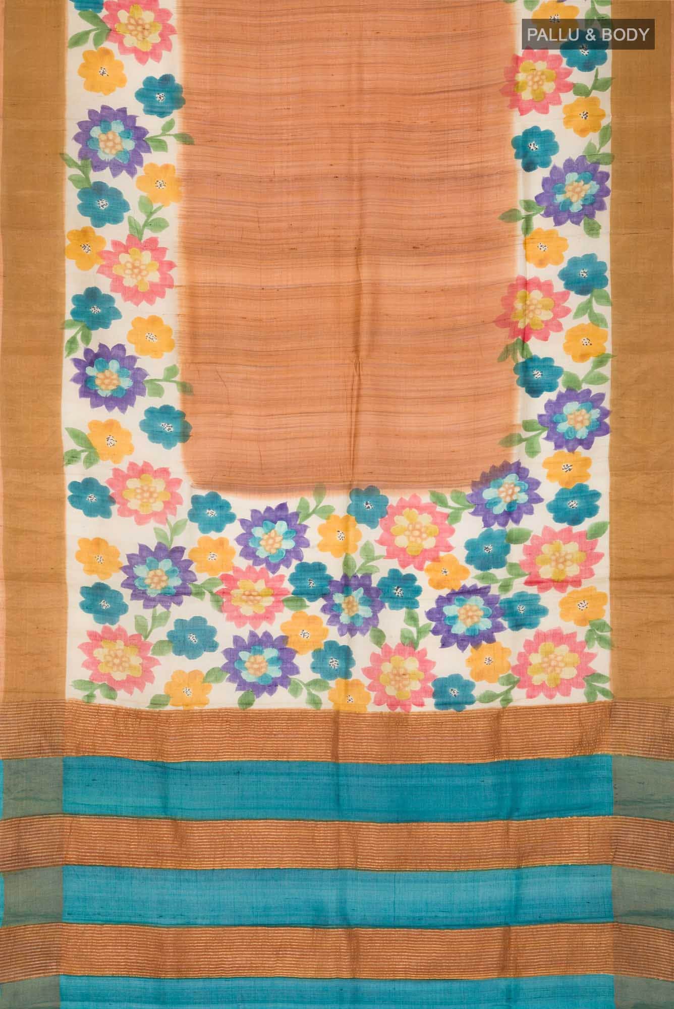 Beige Bhagalpuri Tussar Silk Saree