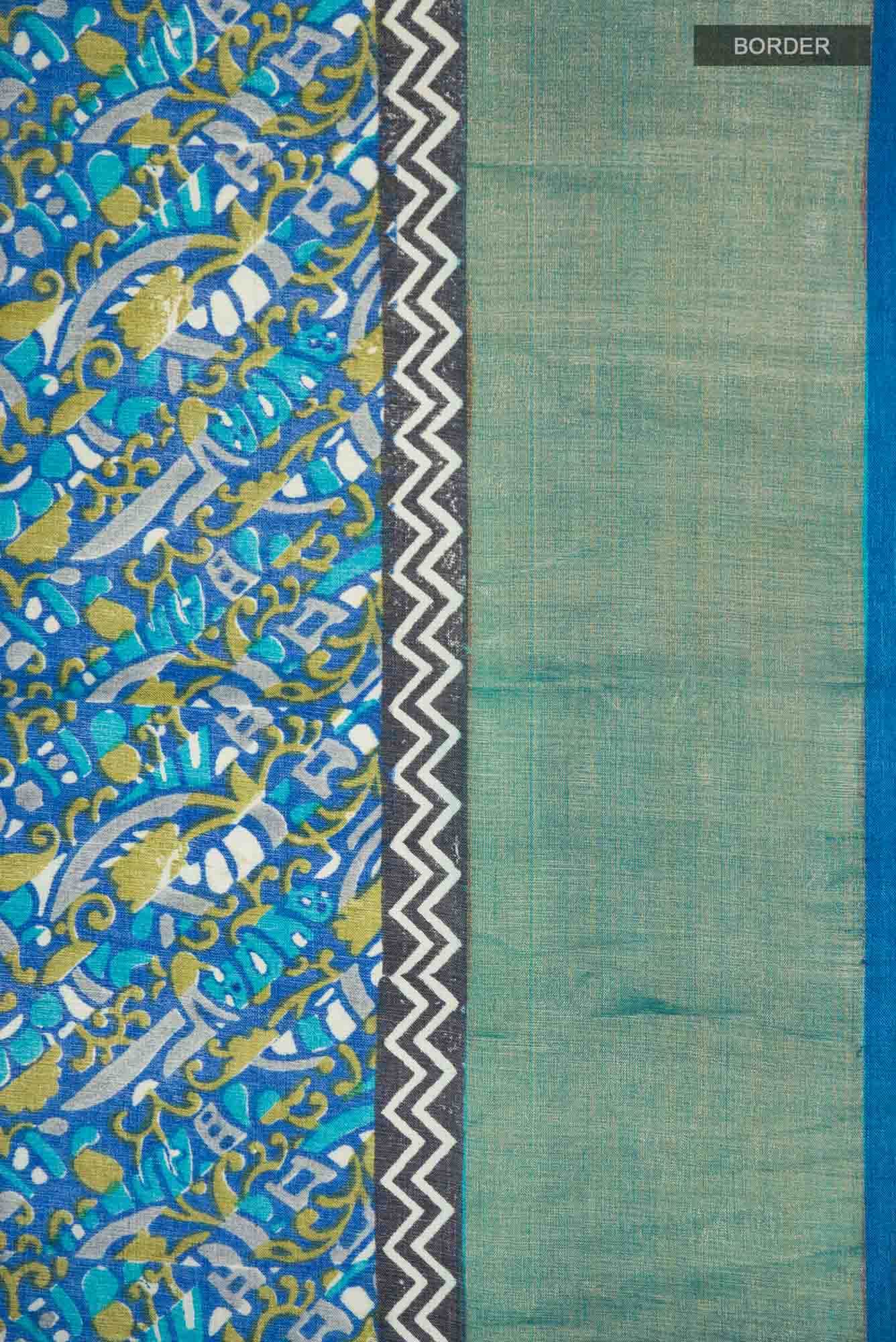 Blue Bhagalpuri Tussar Silk Saree