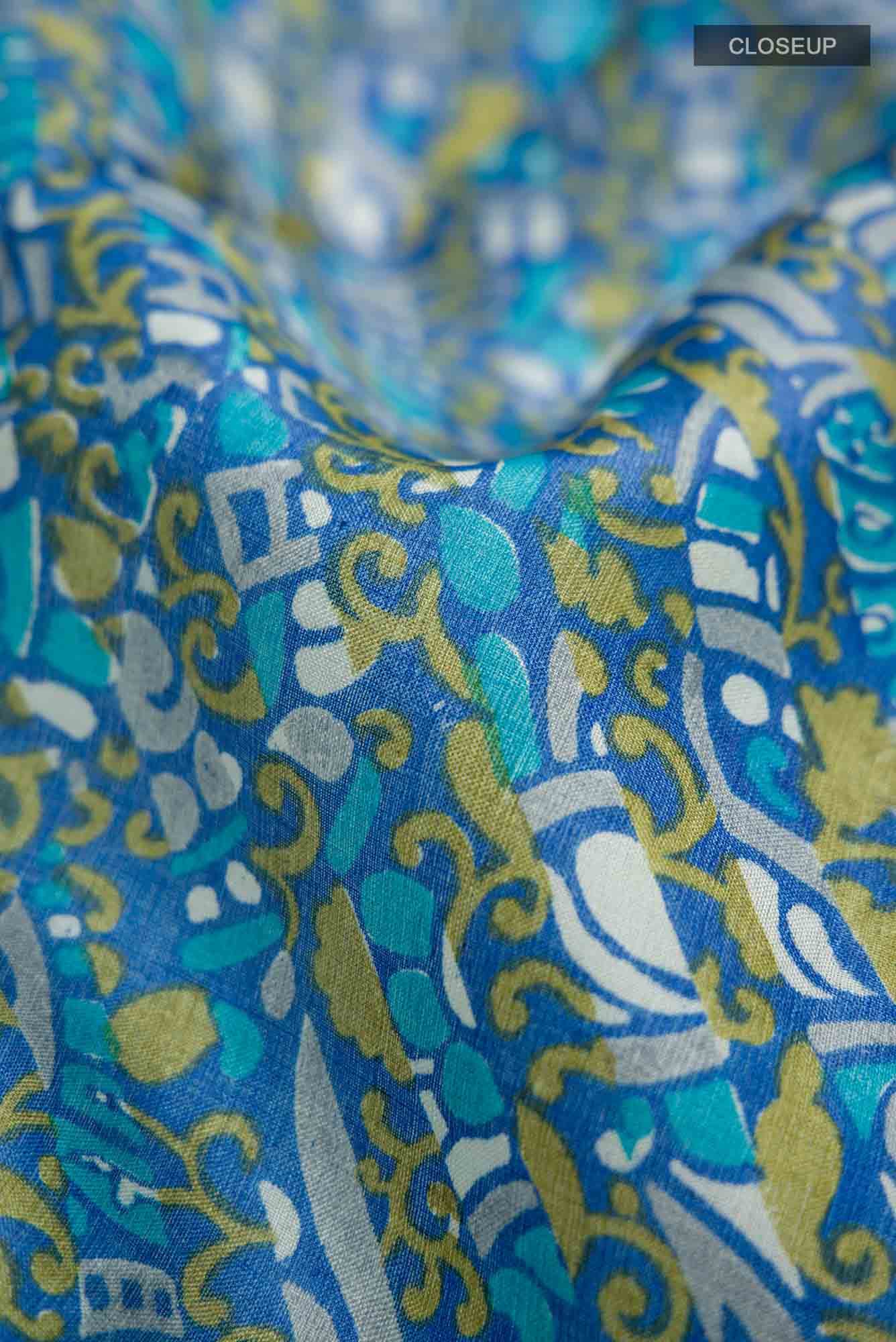 Blue Bhagalpuri Tussar Silk Saree