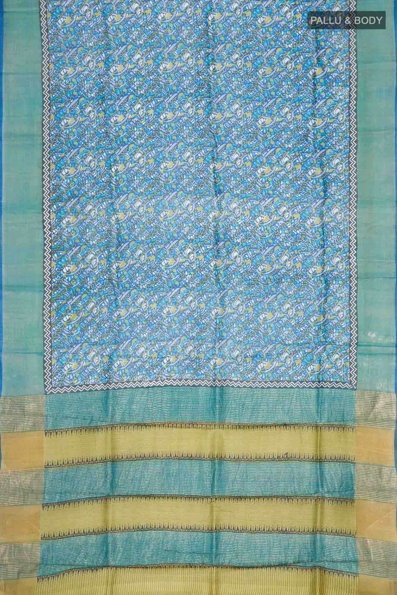 Blue Bhagalpuri Tussar Silk Saree