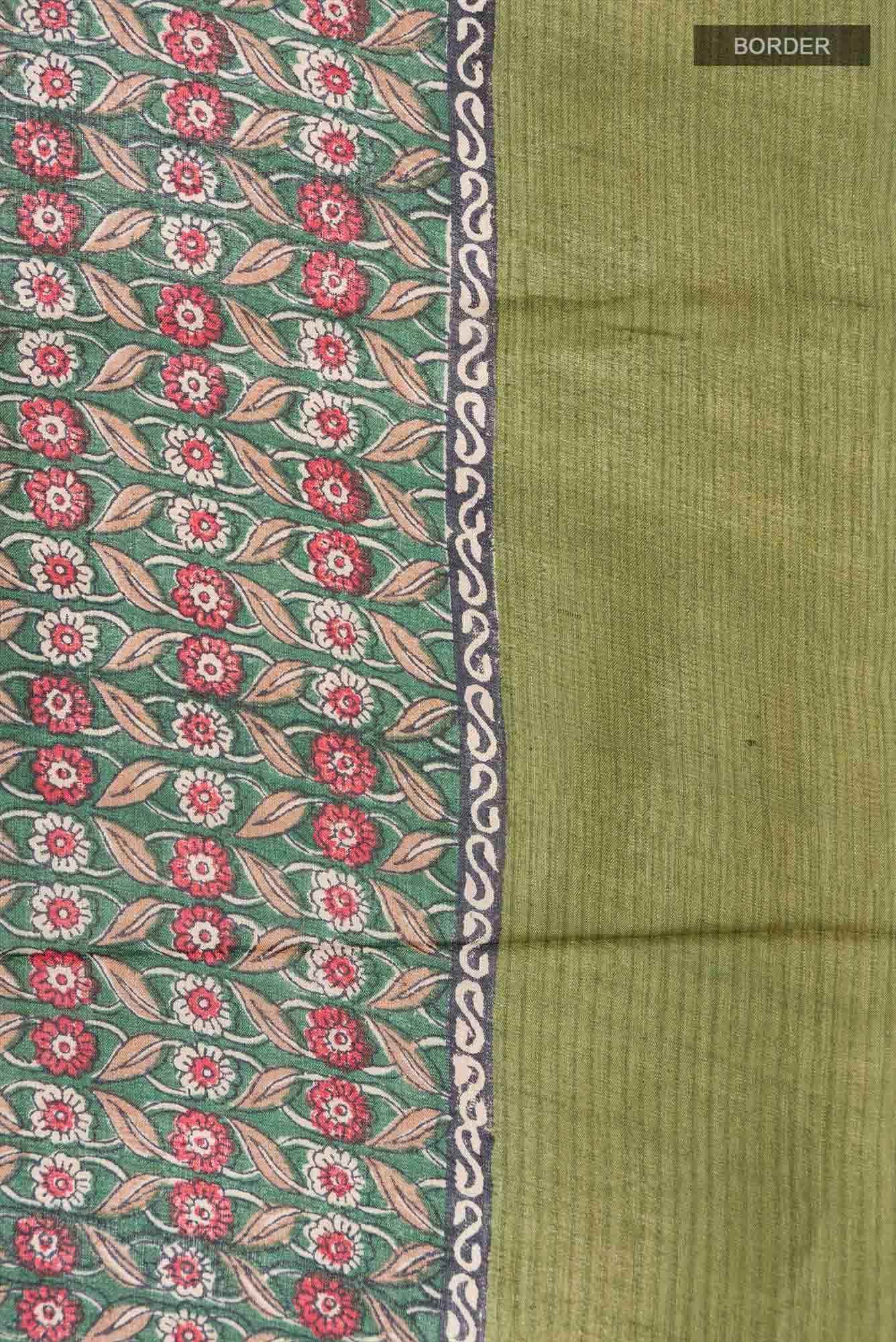 Green Bhagalpuri Tussar Silk Saree