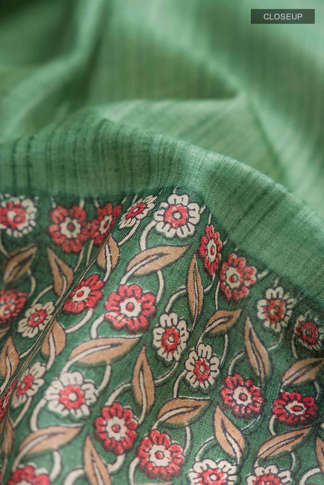 Green Bhagalpuri Tussar Silk Saree