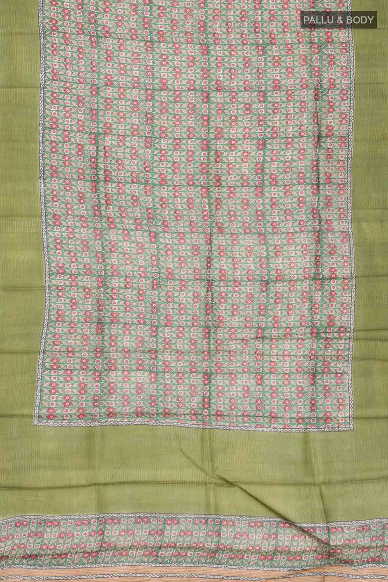 Green Bhagalpuri Tussar Silk Saree