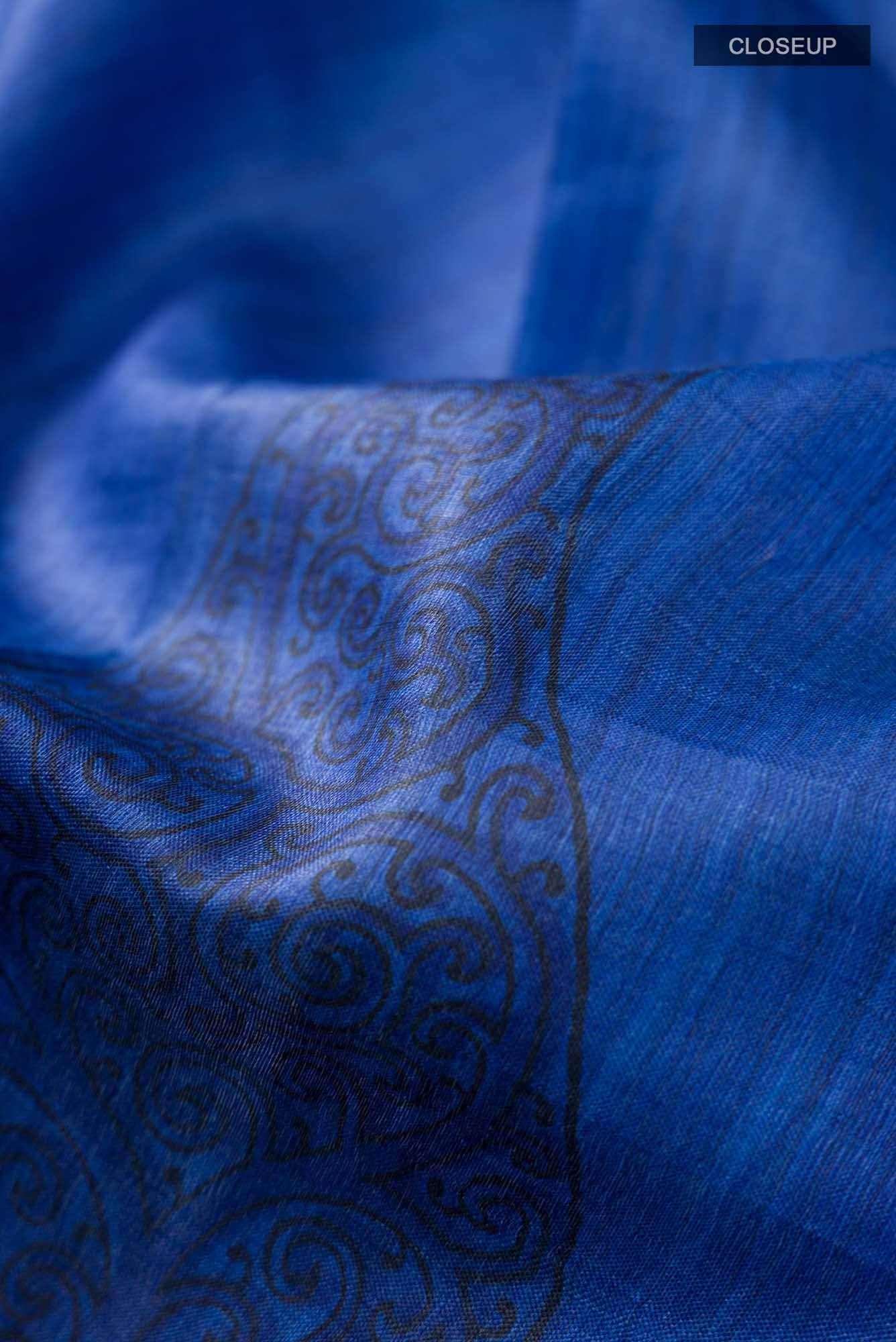 Blue Tussar Silk Saree