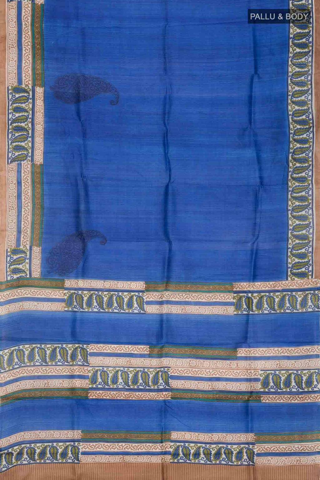 Blue Tussar Silk Saree