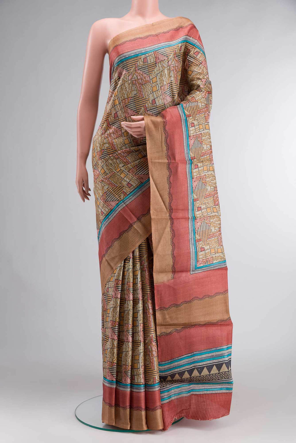 Sage Green Bhagalpuri Tussar Silk Saree