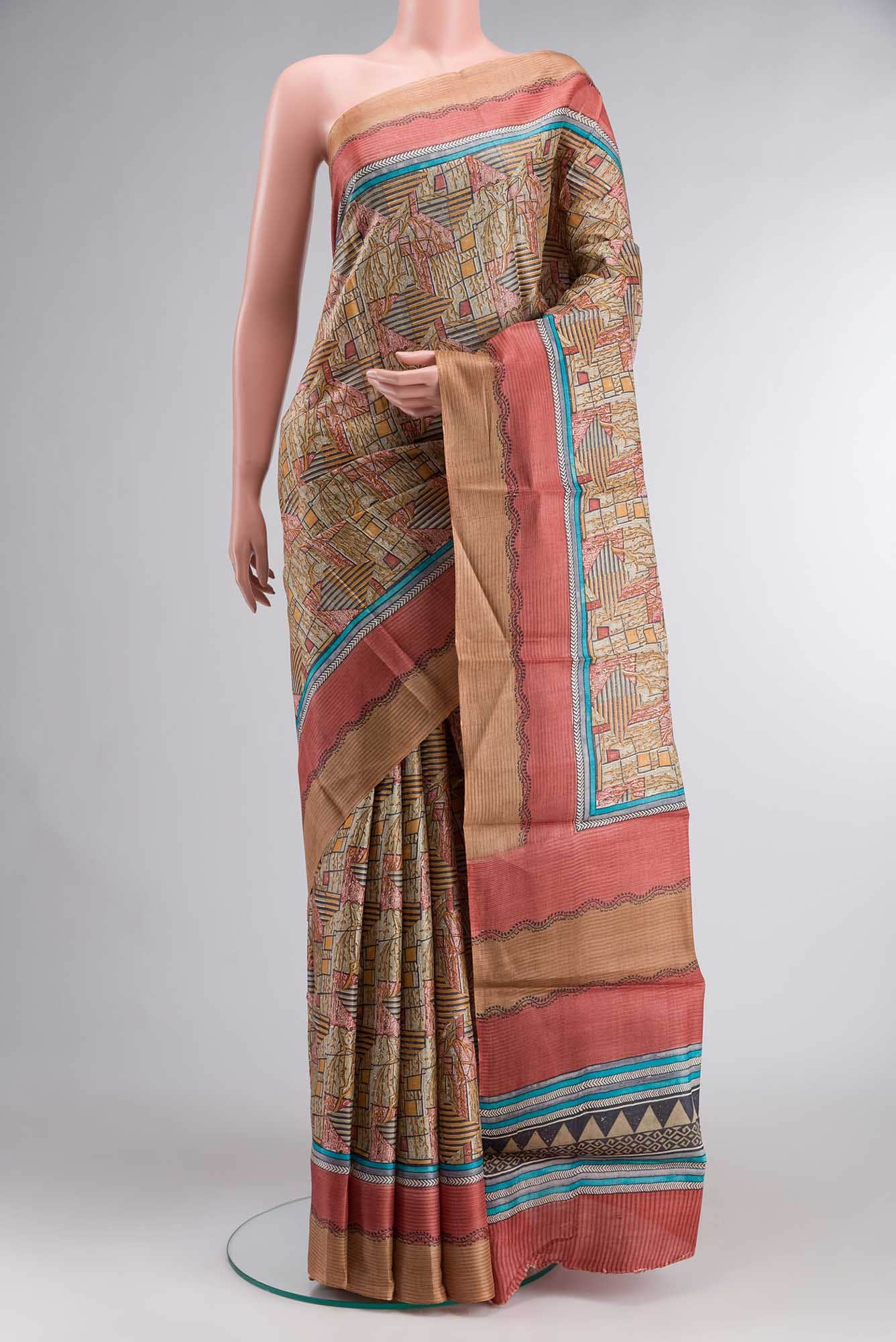 Sage Green Bhagalpuri Tussar Silk Saree