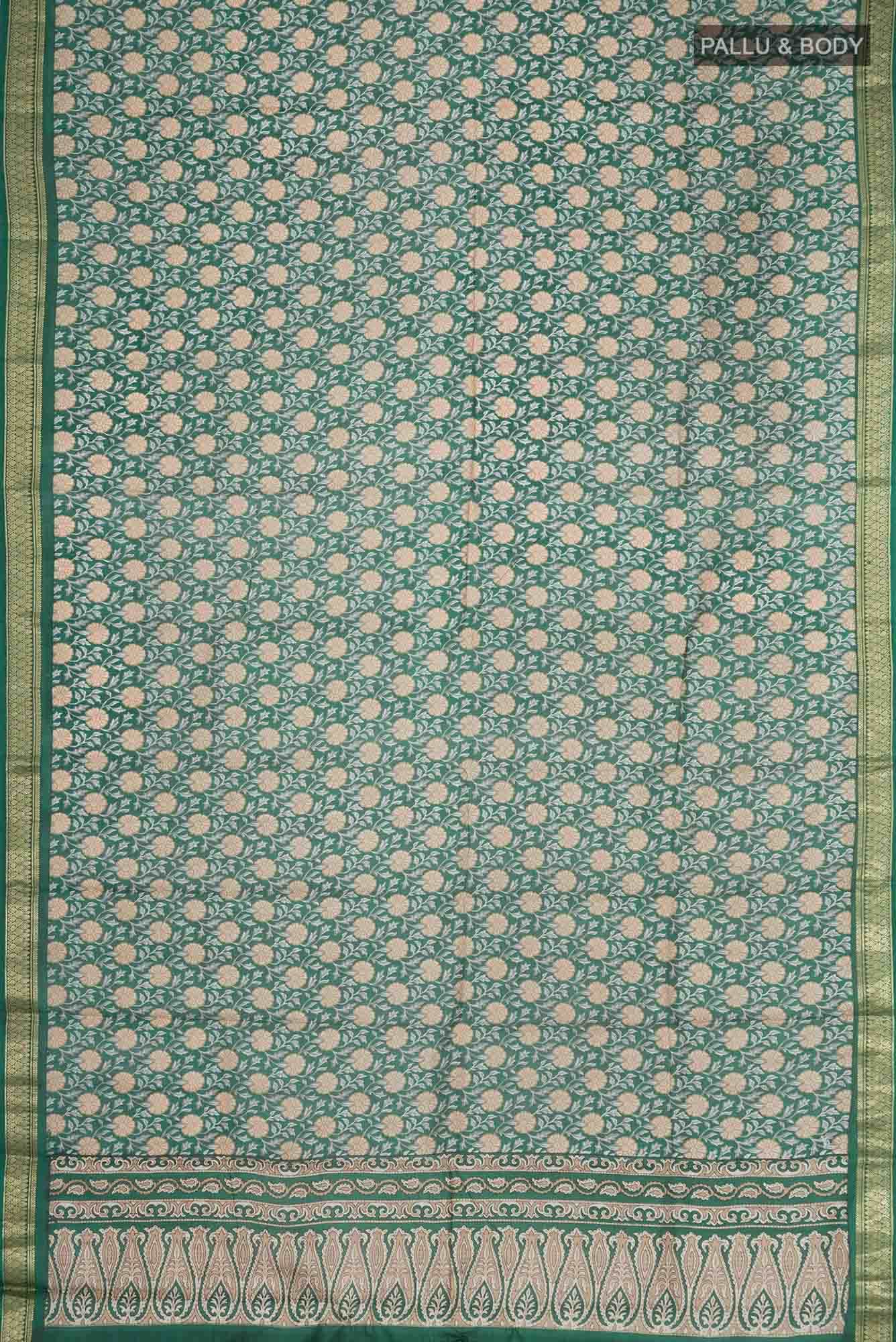 Green Printed Silk Saree
