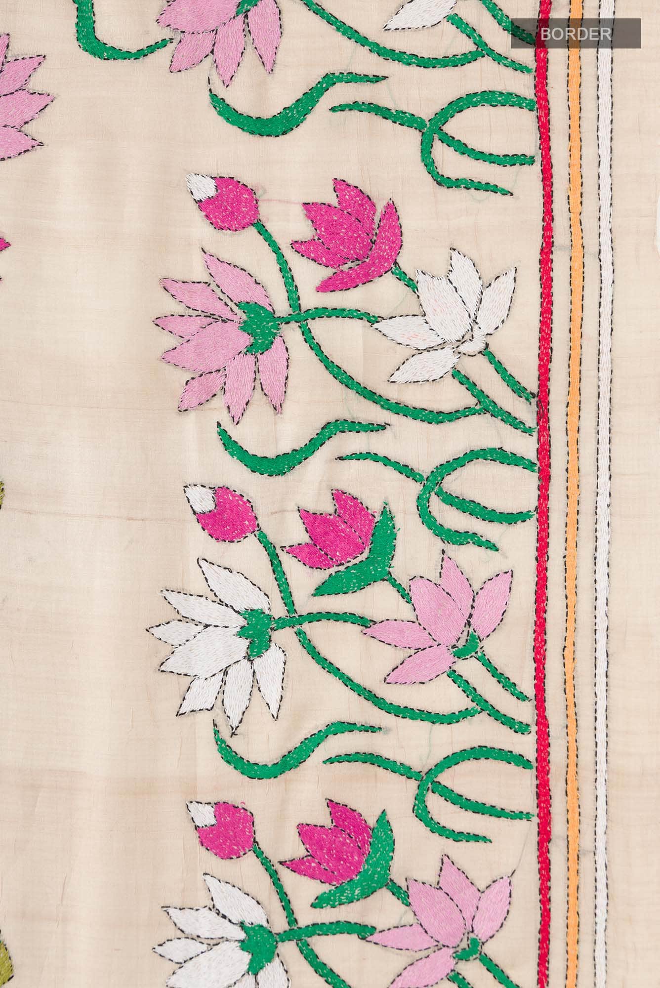 Beige Bhagalpuri Tussar Silk Saree