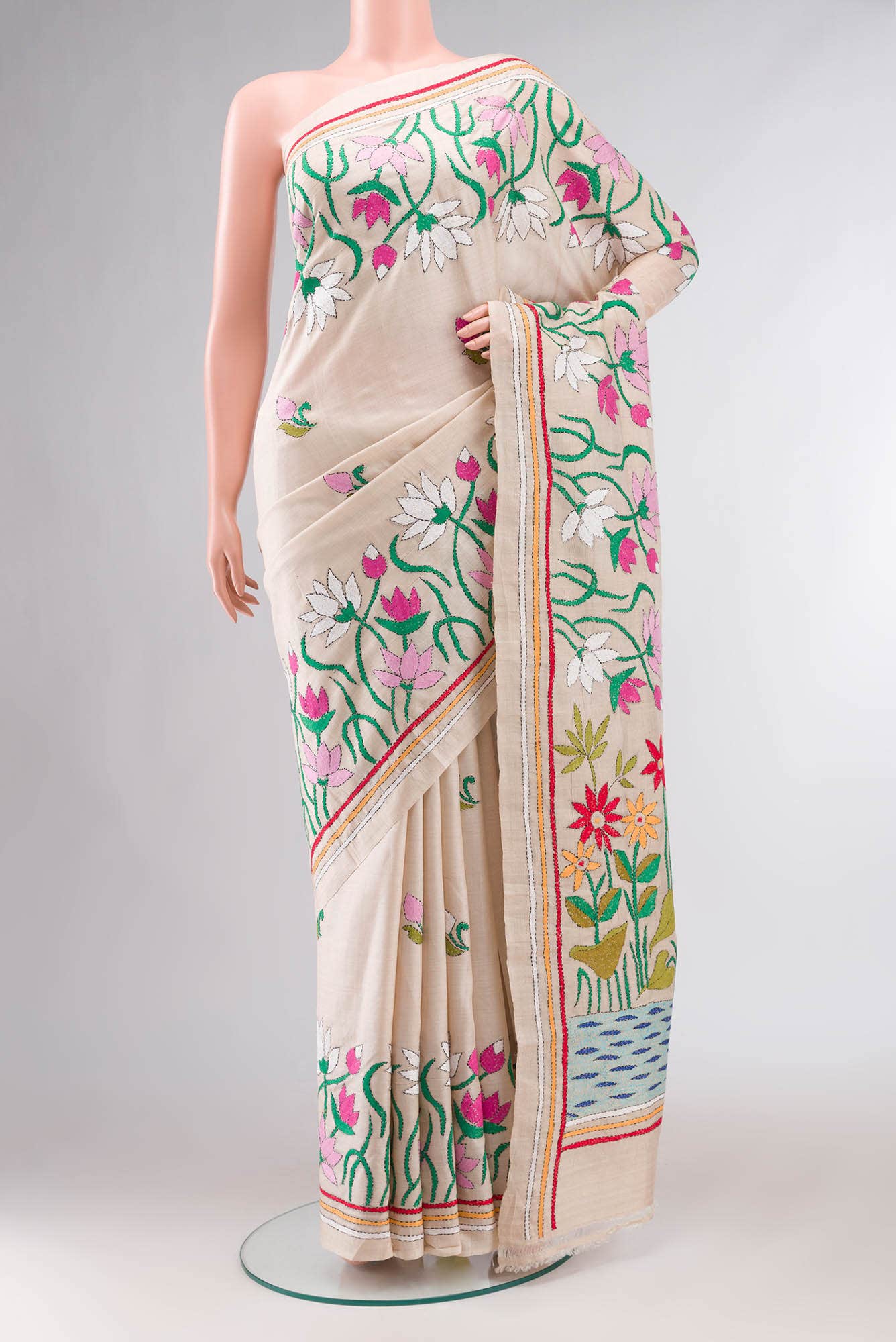Beige Bhagalpuri Tussar Silk Saree