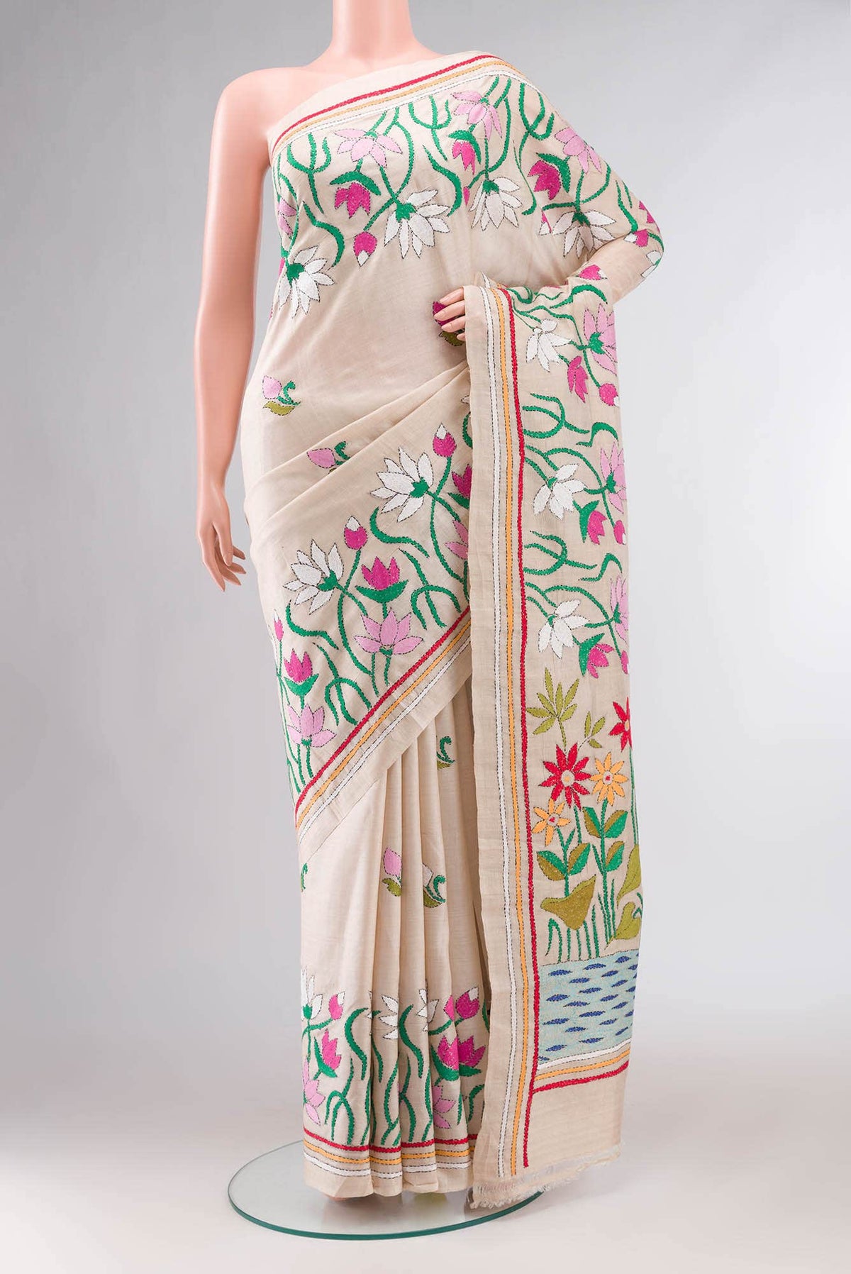 Beige Bhagalpuri Tussar Silk Saree