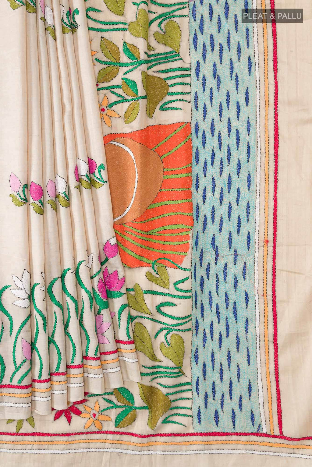 Beige Bhagalpuri Tussar Silk Saree