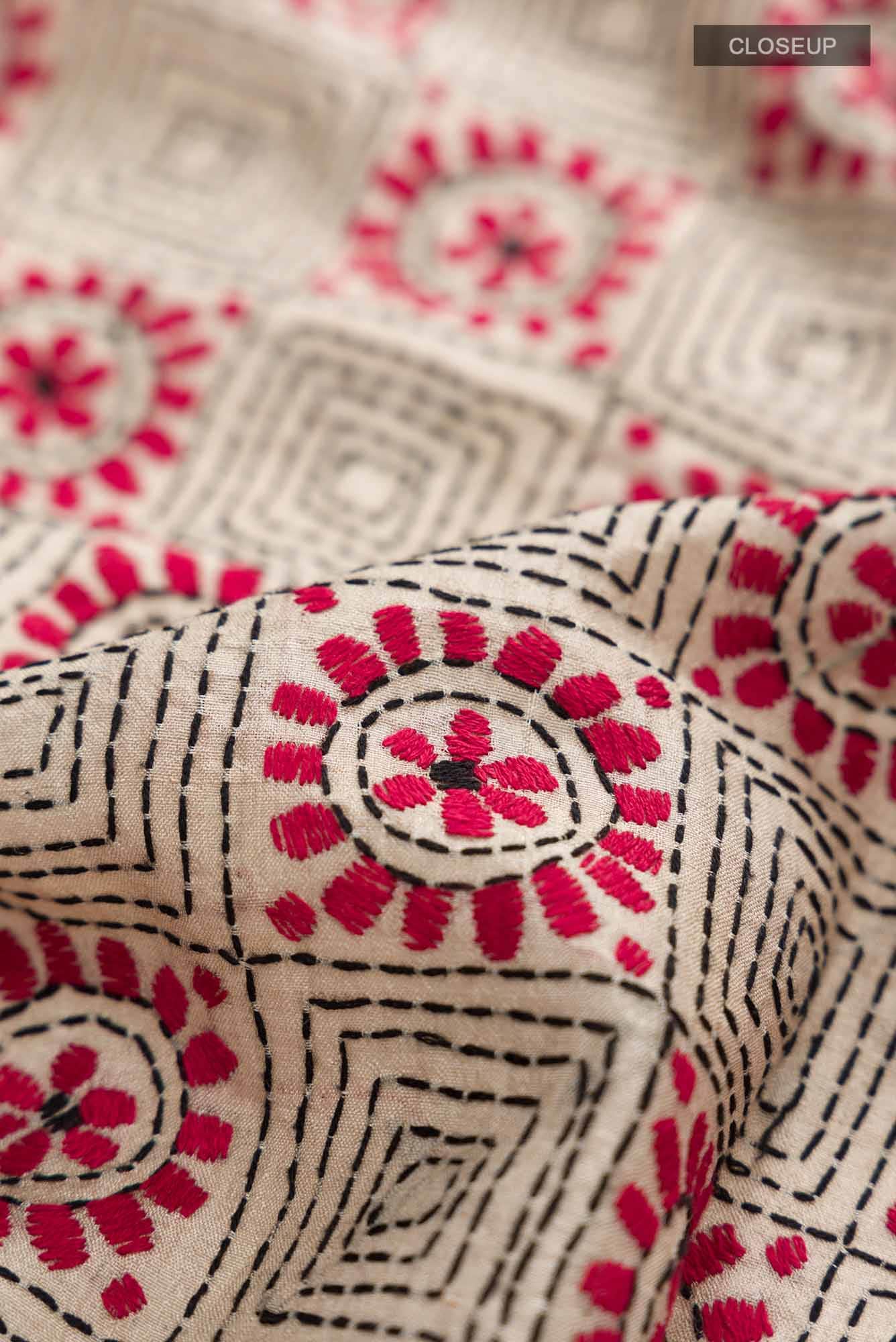 Beige Bhagalpuri Tussar Silk Saree