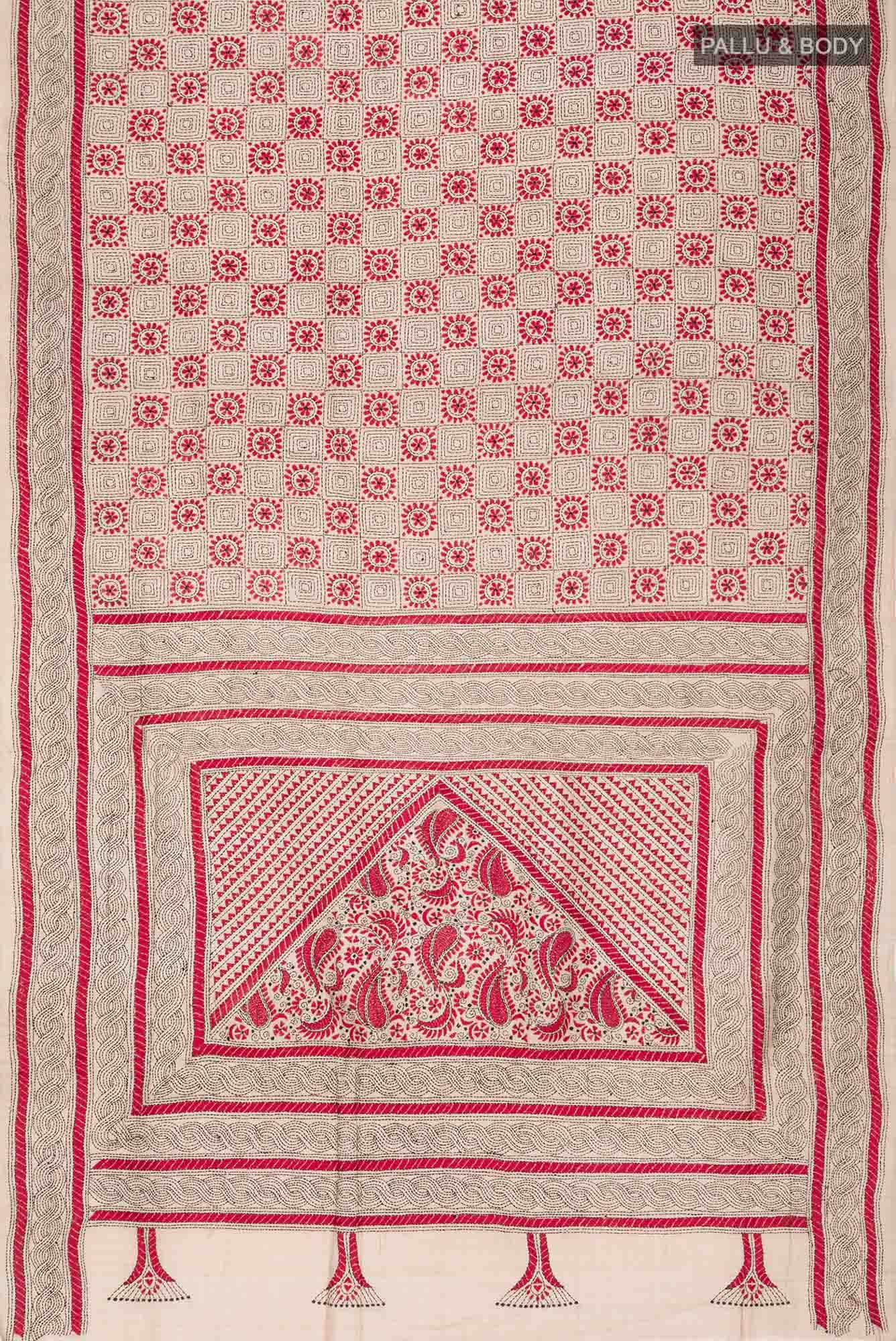 Beige Bhagalpuri Tussar Silk Saree