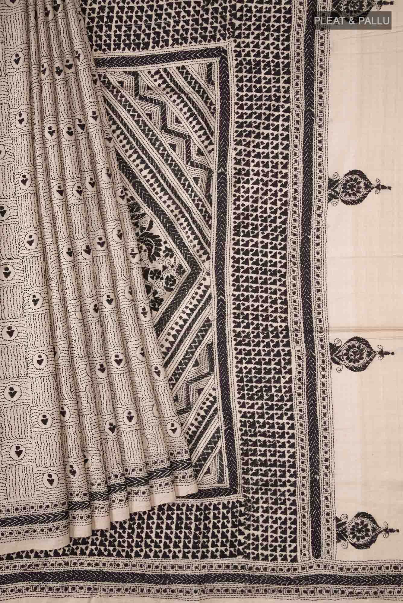 Beige Bhagalpuri Tussar Silk Saree