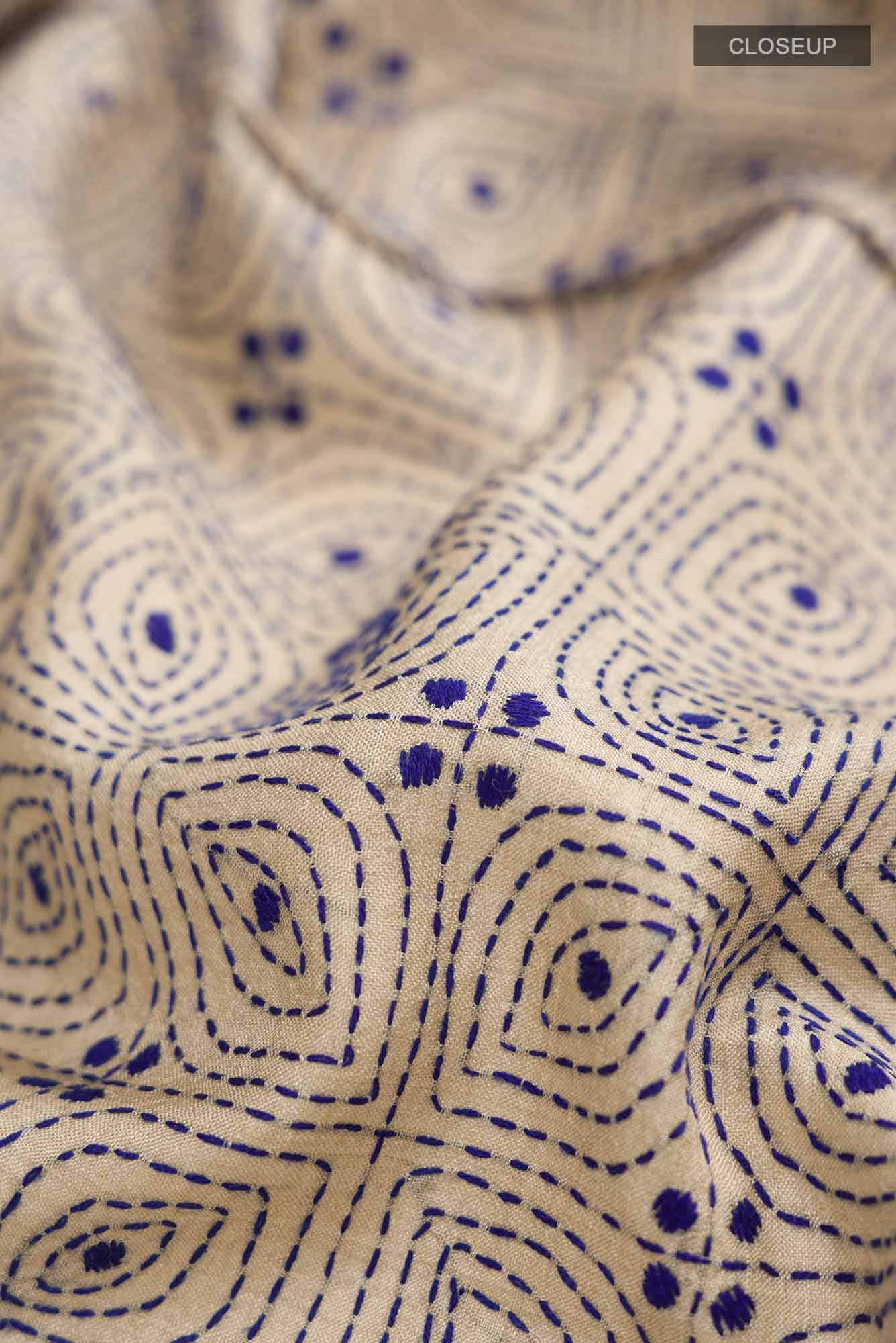 Beige Bhagalpuri Tussar Silk Saree