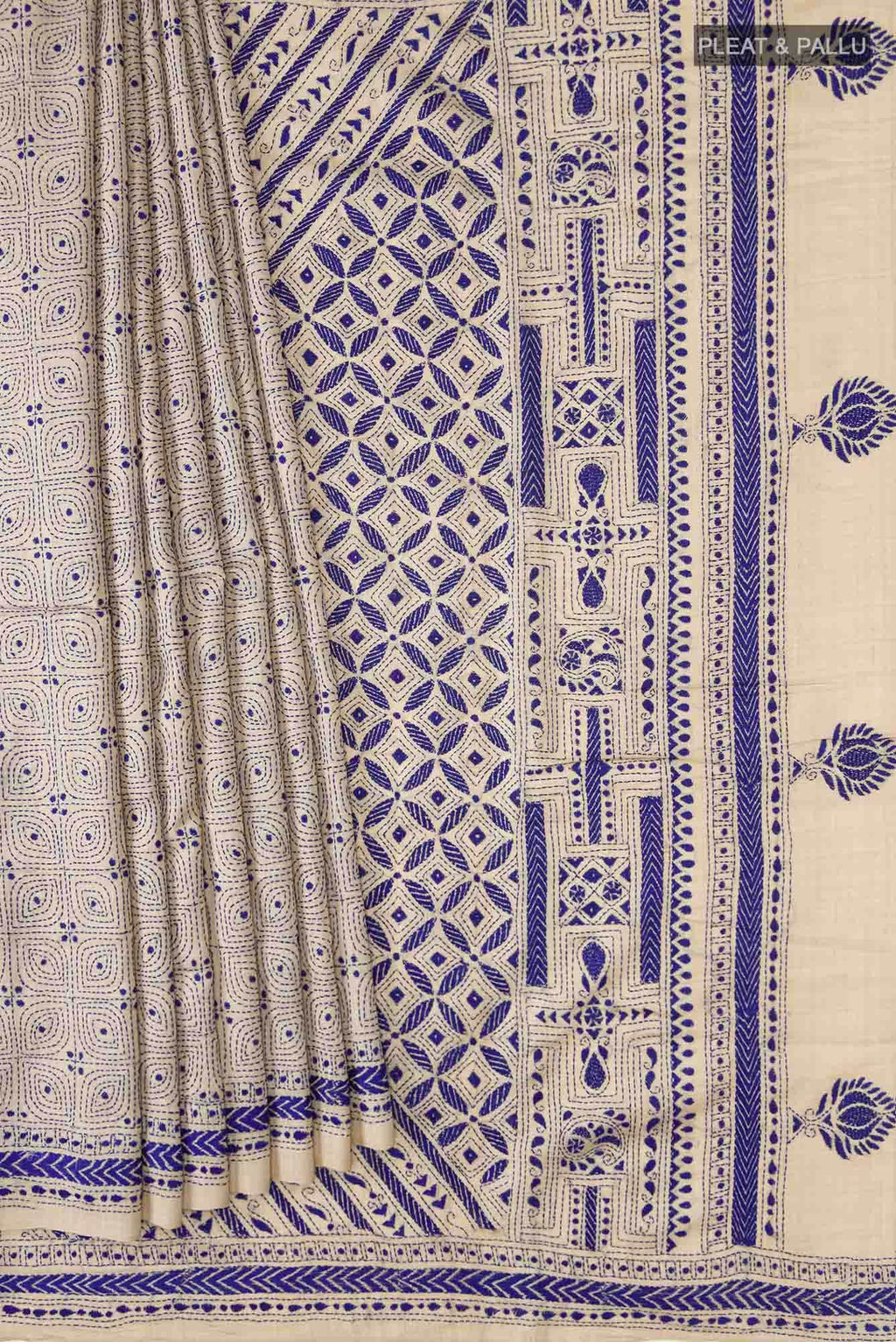 Beige Bhagalpuri Tussar Silk Saree