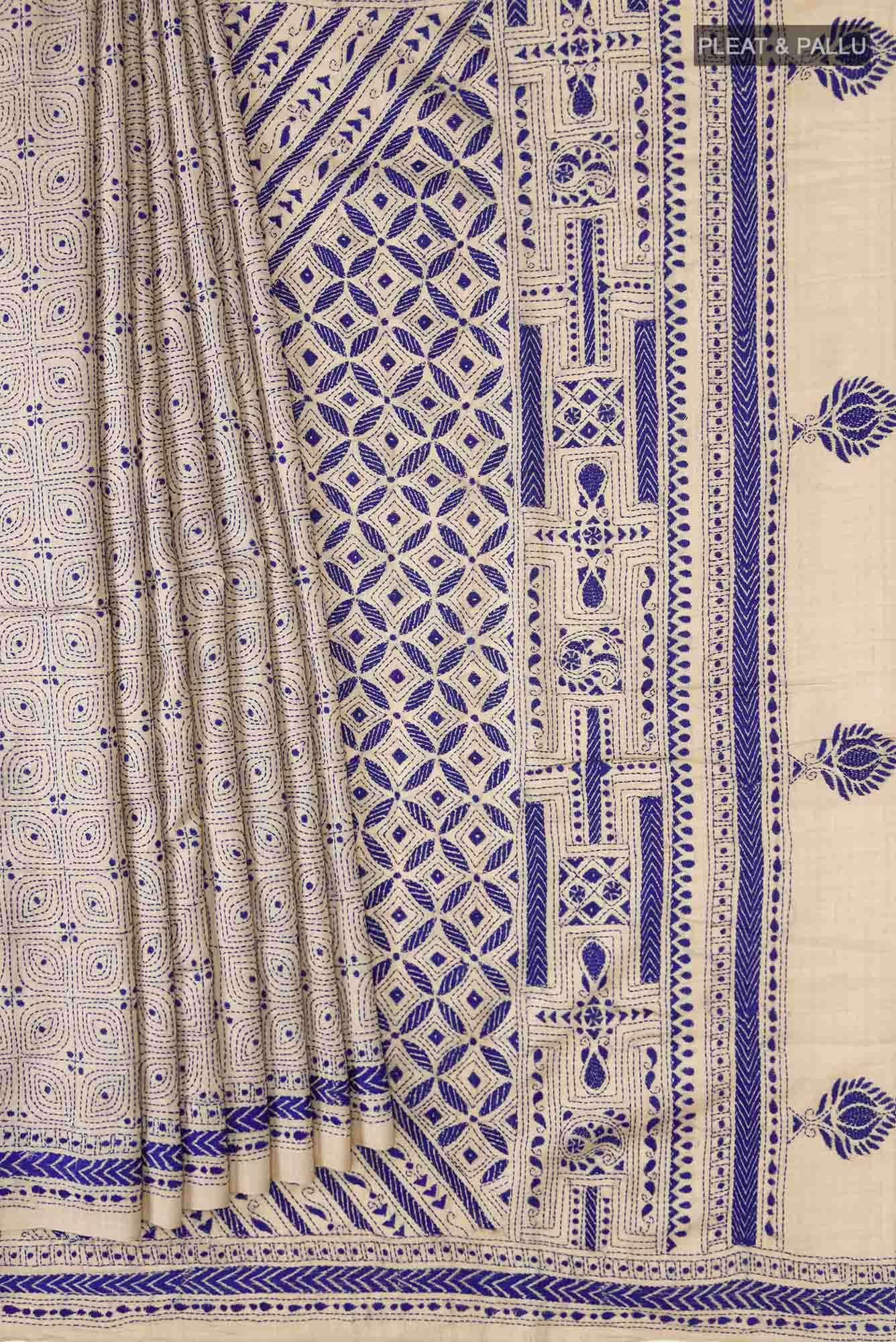 Beige Bhagalpuri Tussar Silk Saree