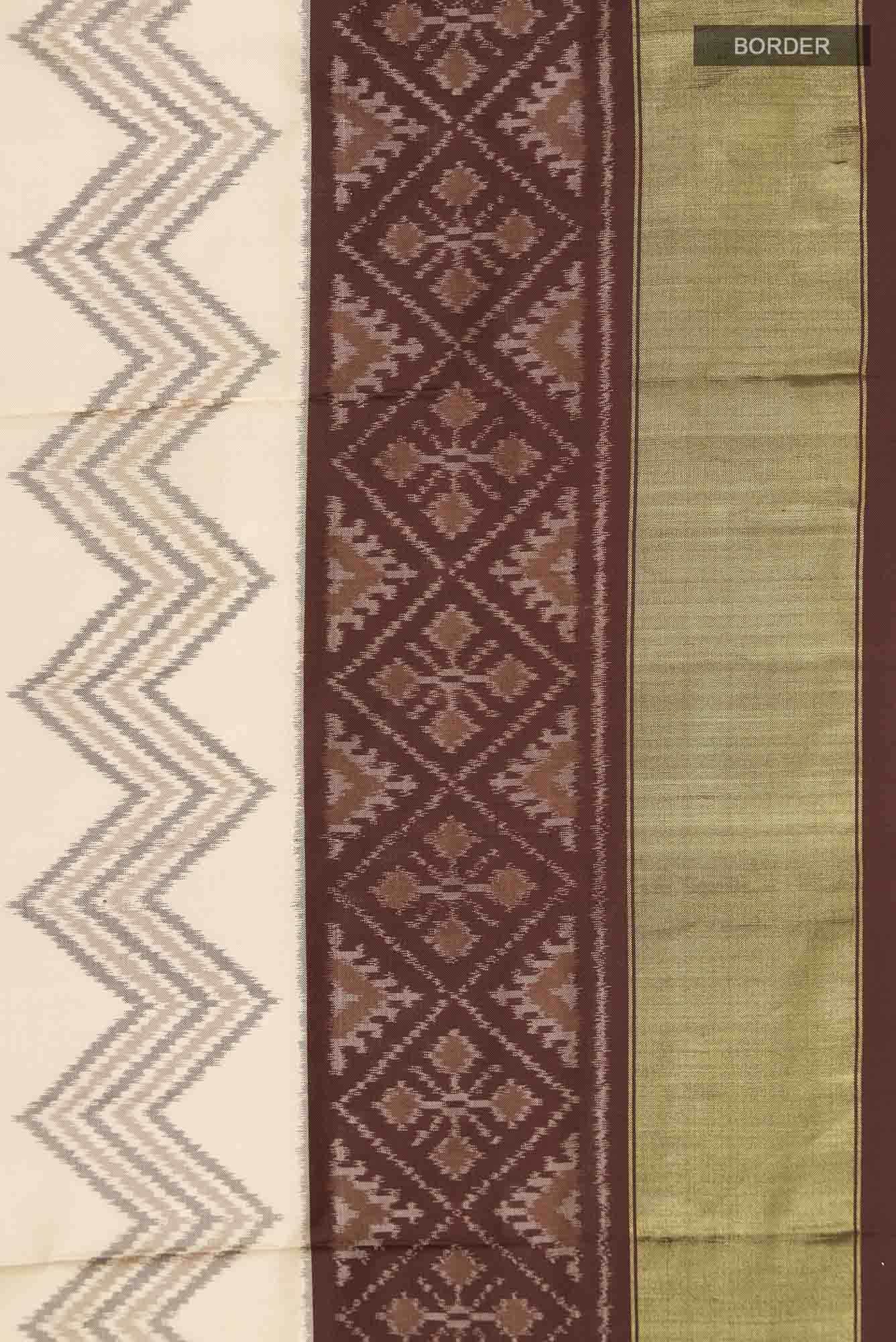 Cream Pochampally Silk Saree