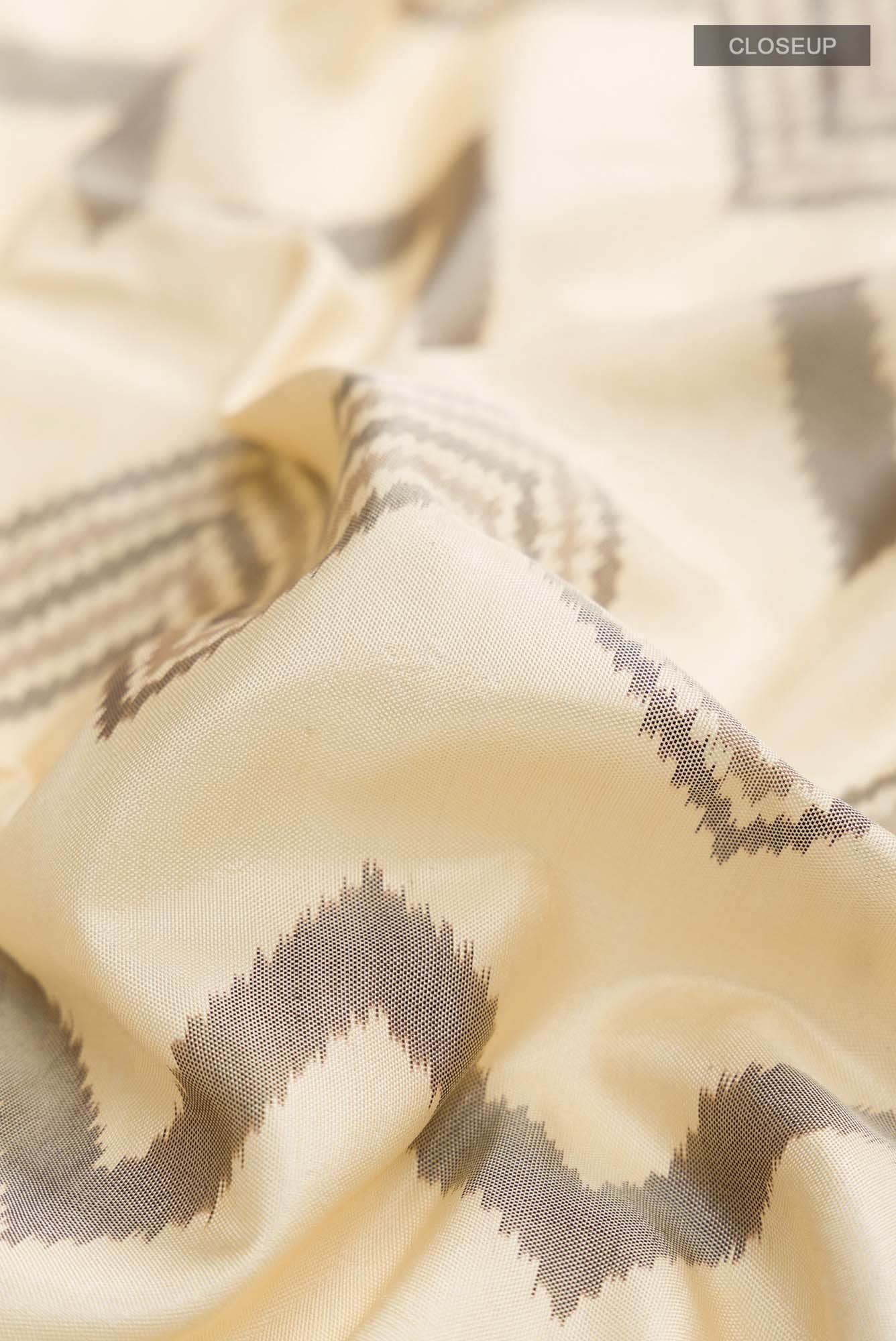 Cream Pochampally Silk Saree