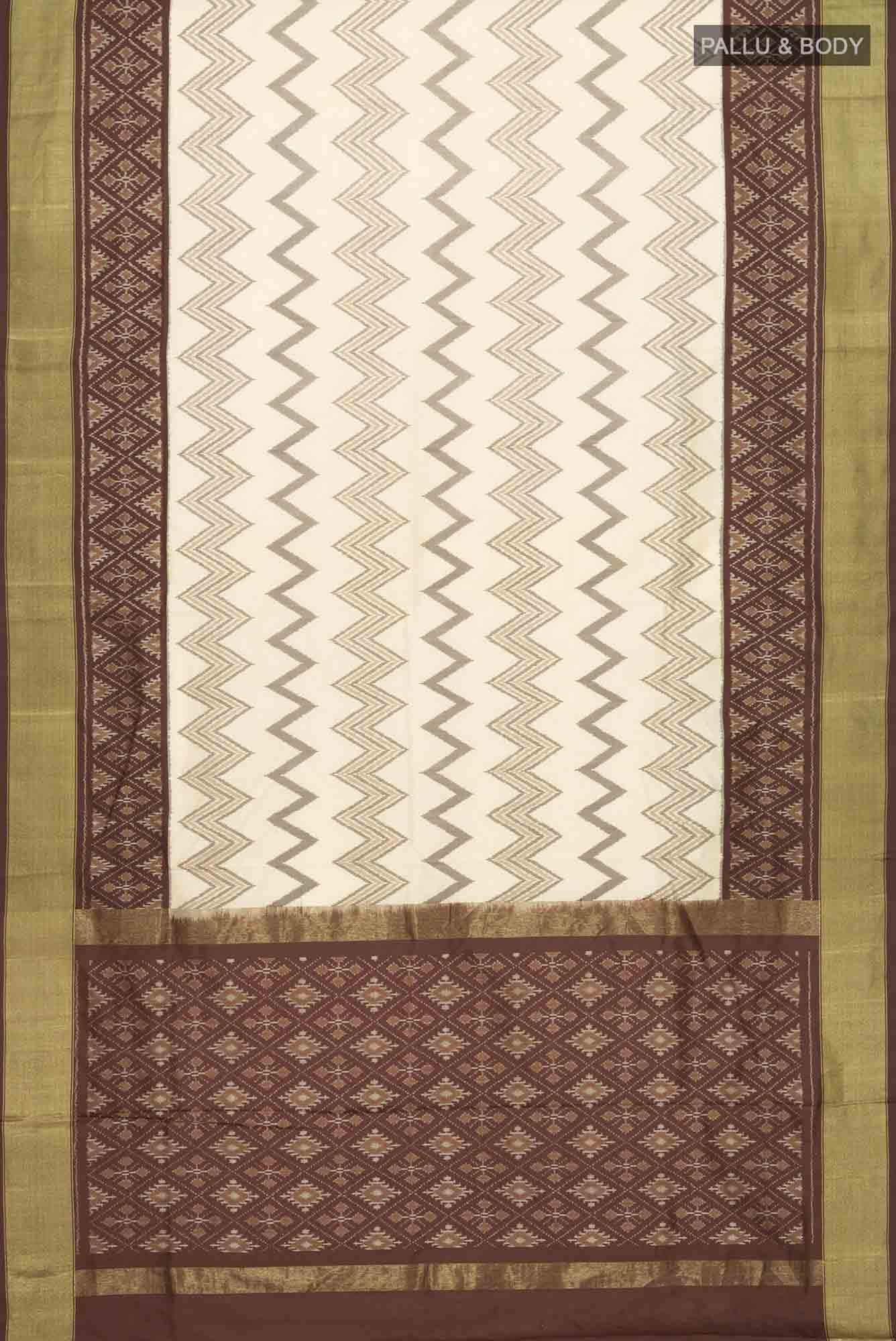 Cream Pochampally Silk Saree