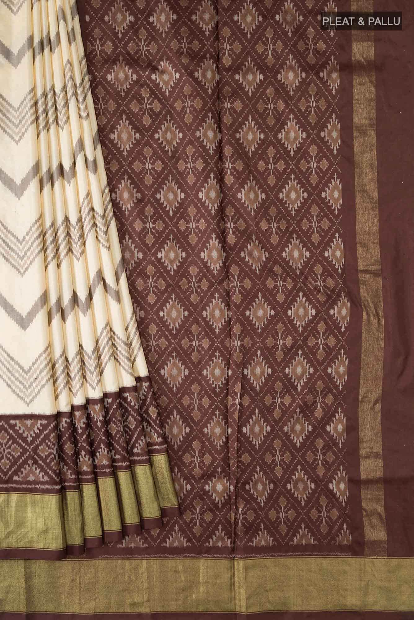 Cream Pochampally Silk Saree
