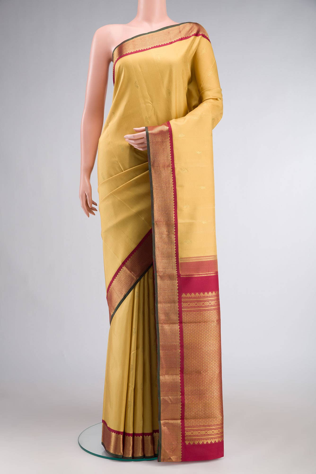 Beige Kanchipuram Silk Saree