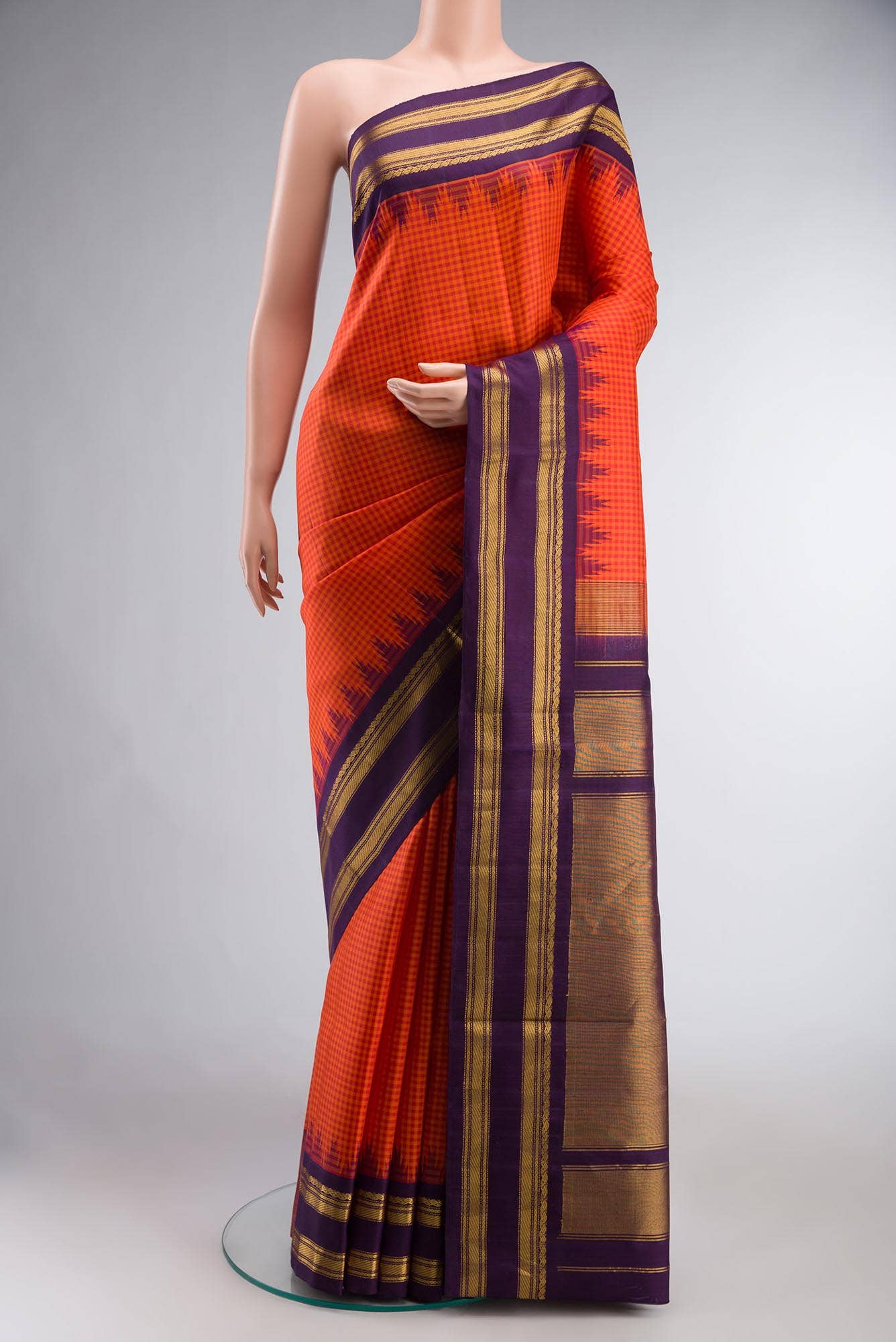 Red Gadwal Silk Saree