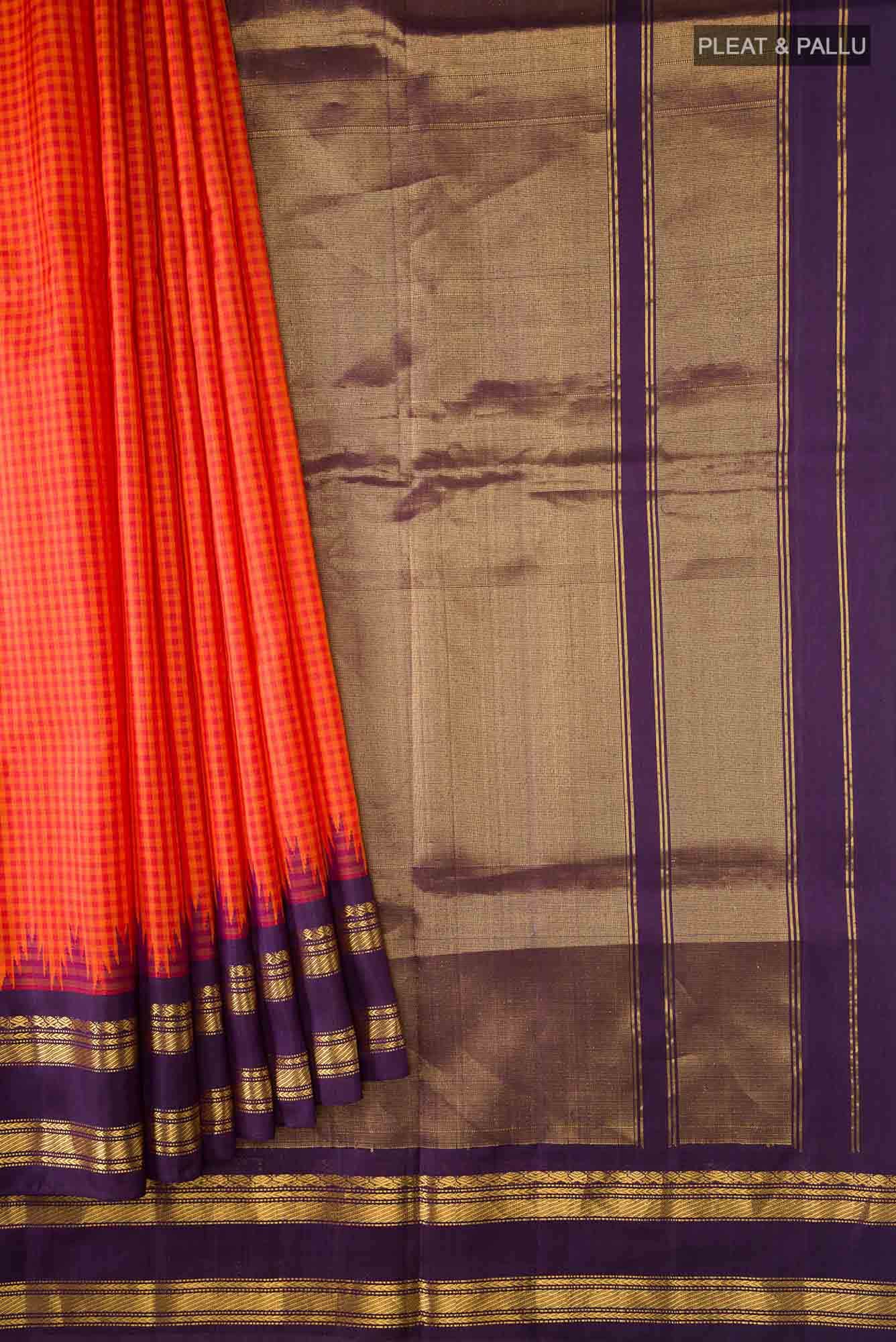 Red Gadwal Silk Saree