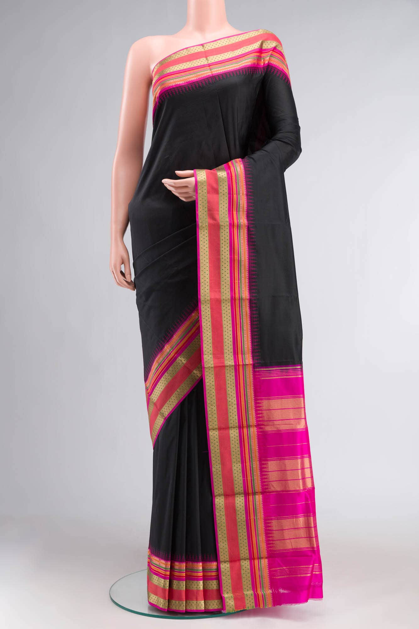 Black Bangalore Silk Saree