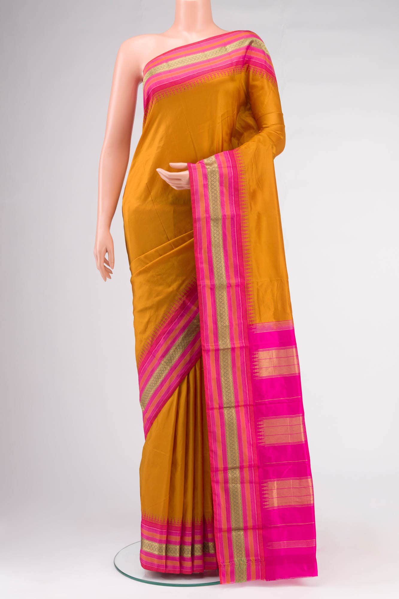 Mustard Bangalore Silk Saree