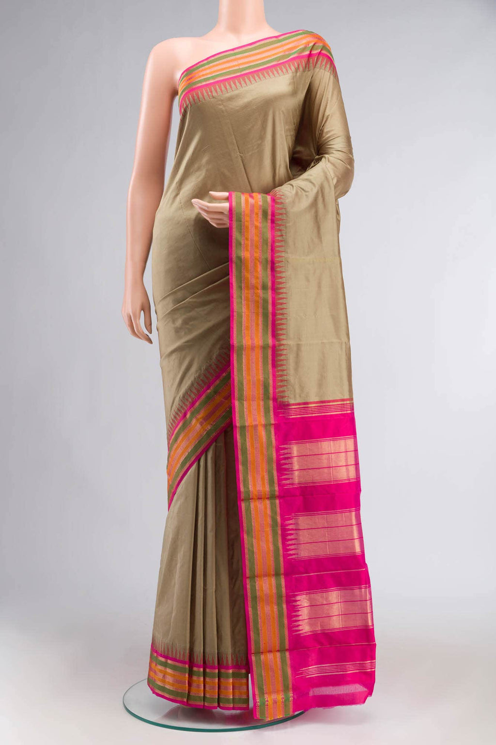 Beige Bangalore Silk Saree
