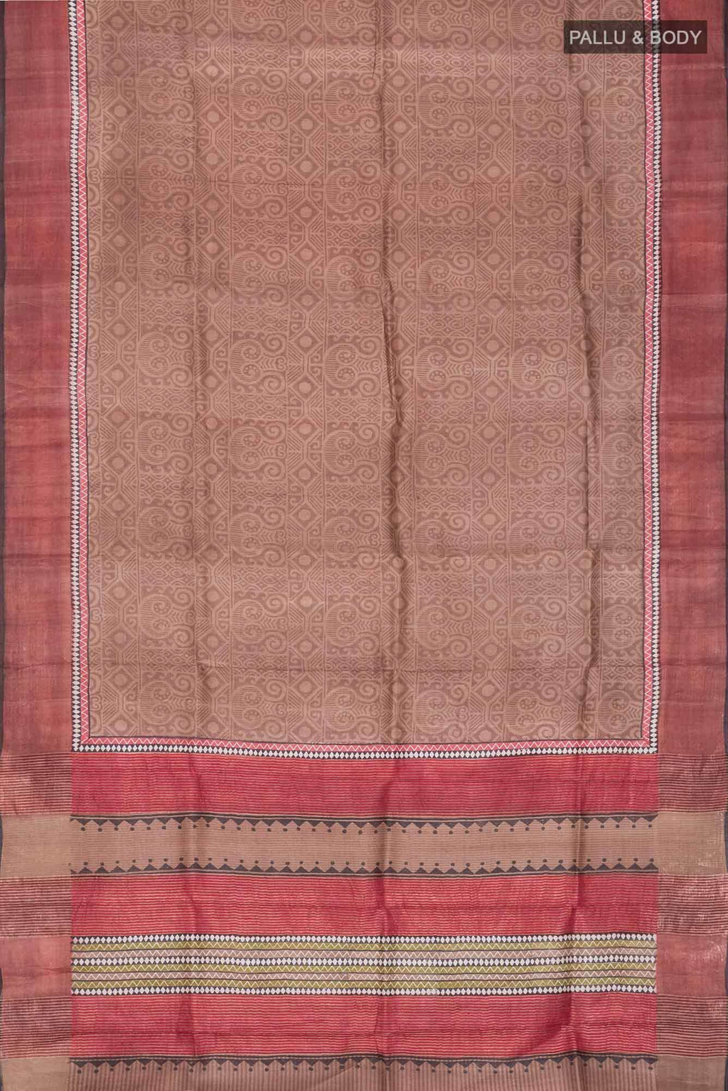 Brown Bhagalpuri Tussar Silk Saree