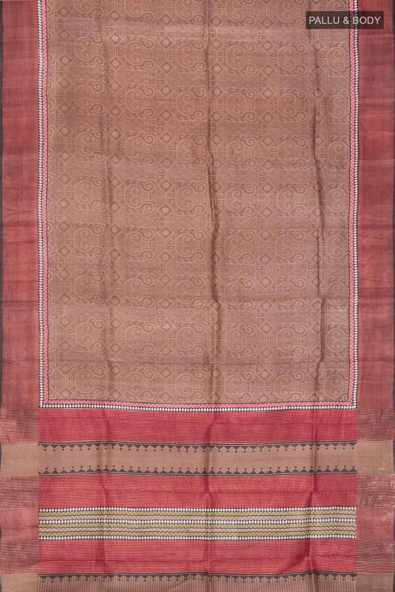 Brown Bhagalpuri Tussar Silk Saree