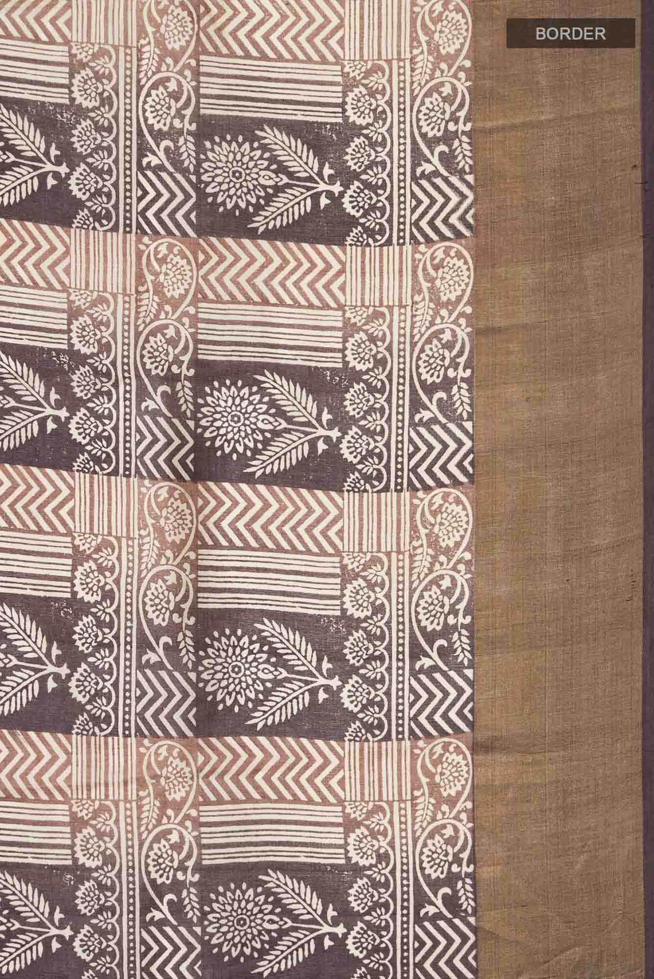 Brown Bhagalpuri Tussar Silk Saree