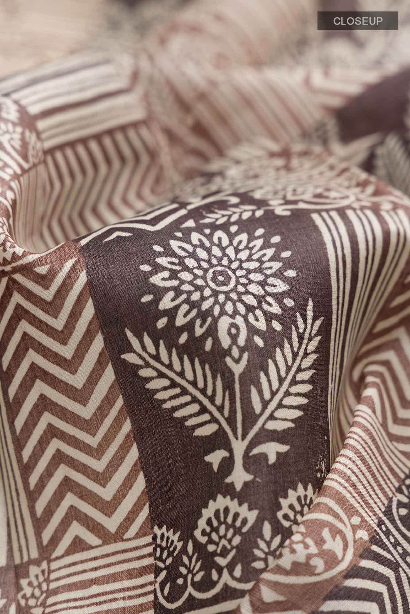 Brown Bhagalpuri Tussar Silk Saree