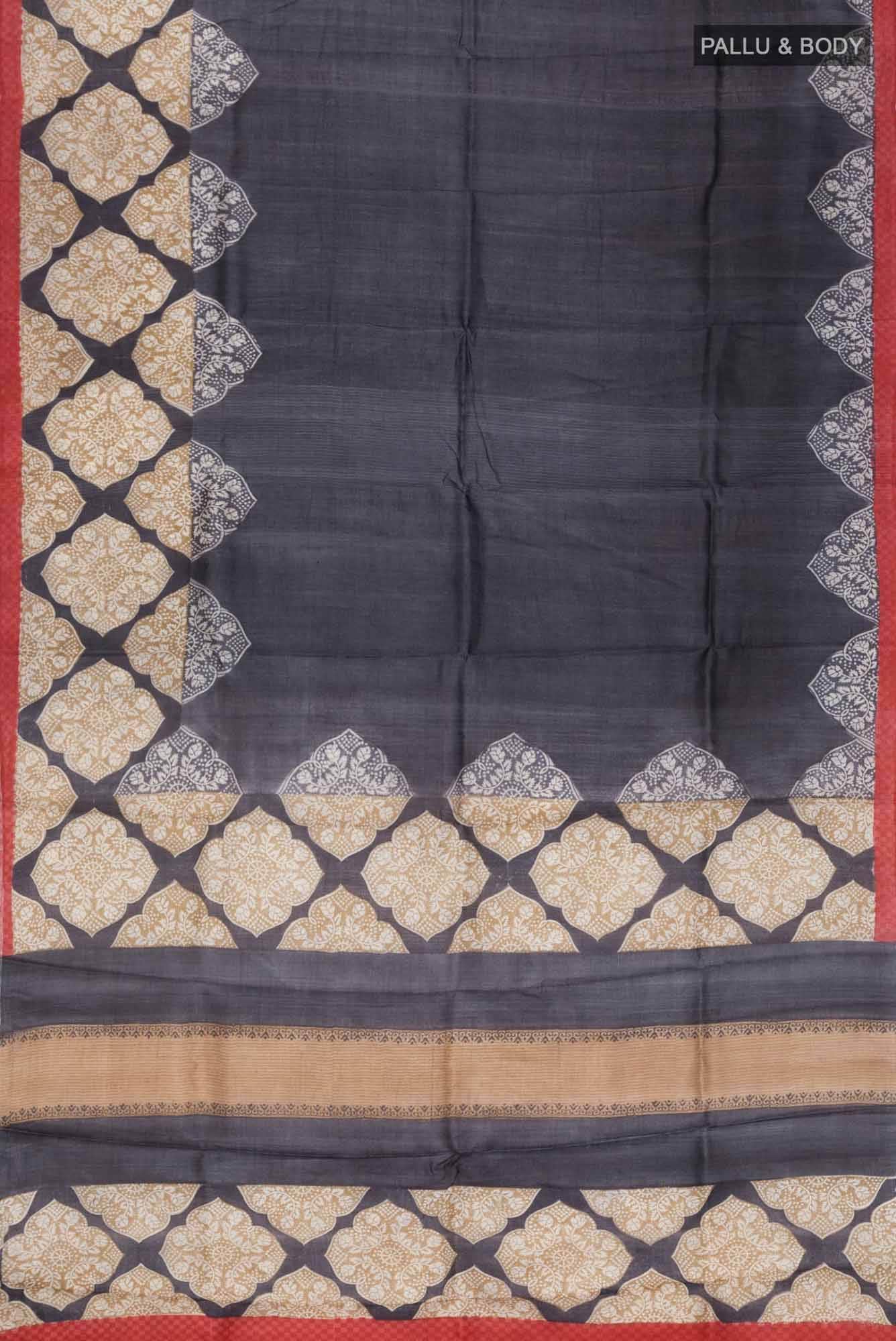 Black Bhagalpuri Tussar Silk Saree