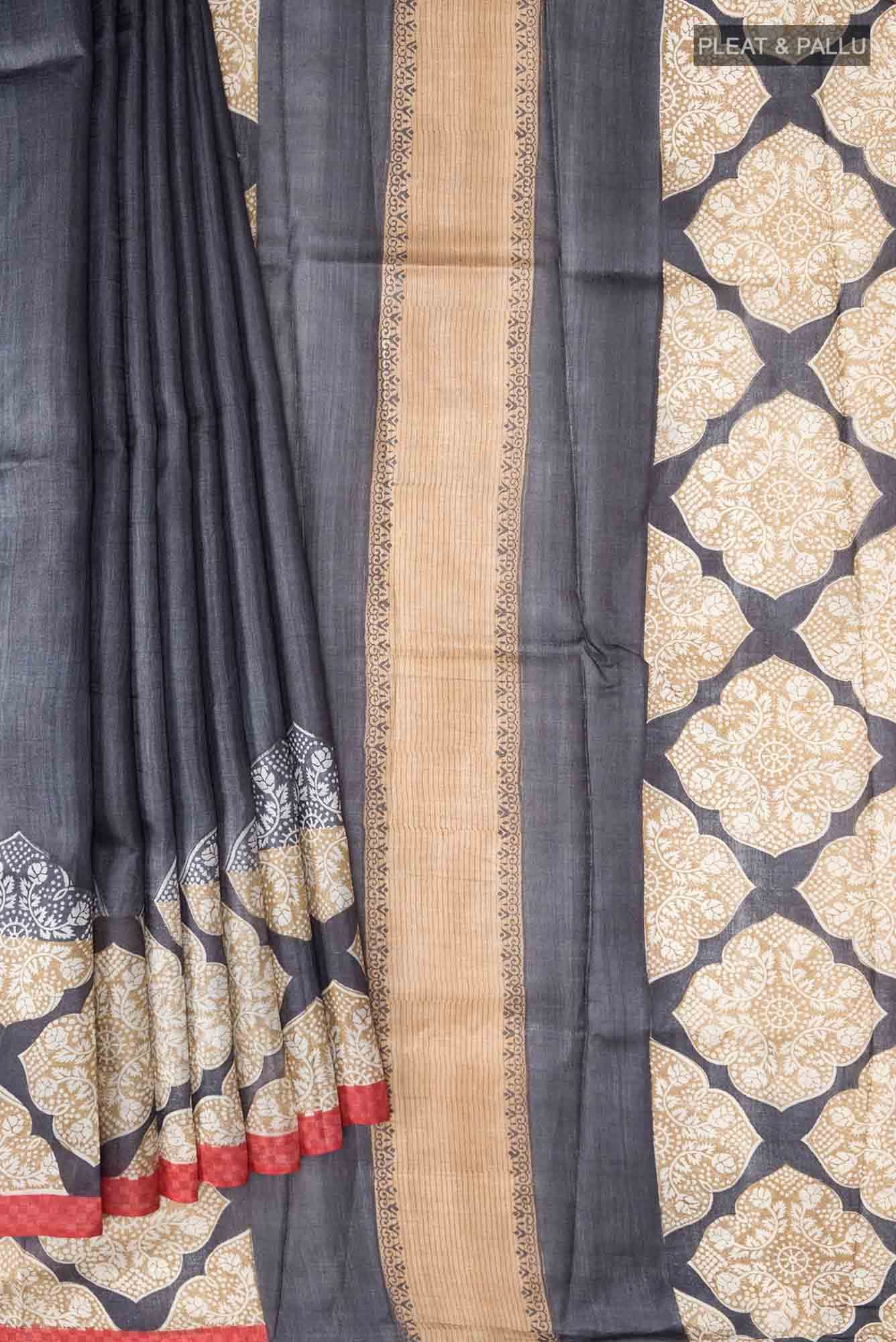 Black Bhagalpuri Tussar Silk Saree