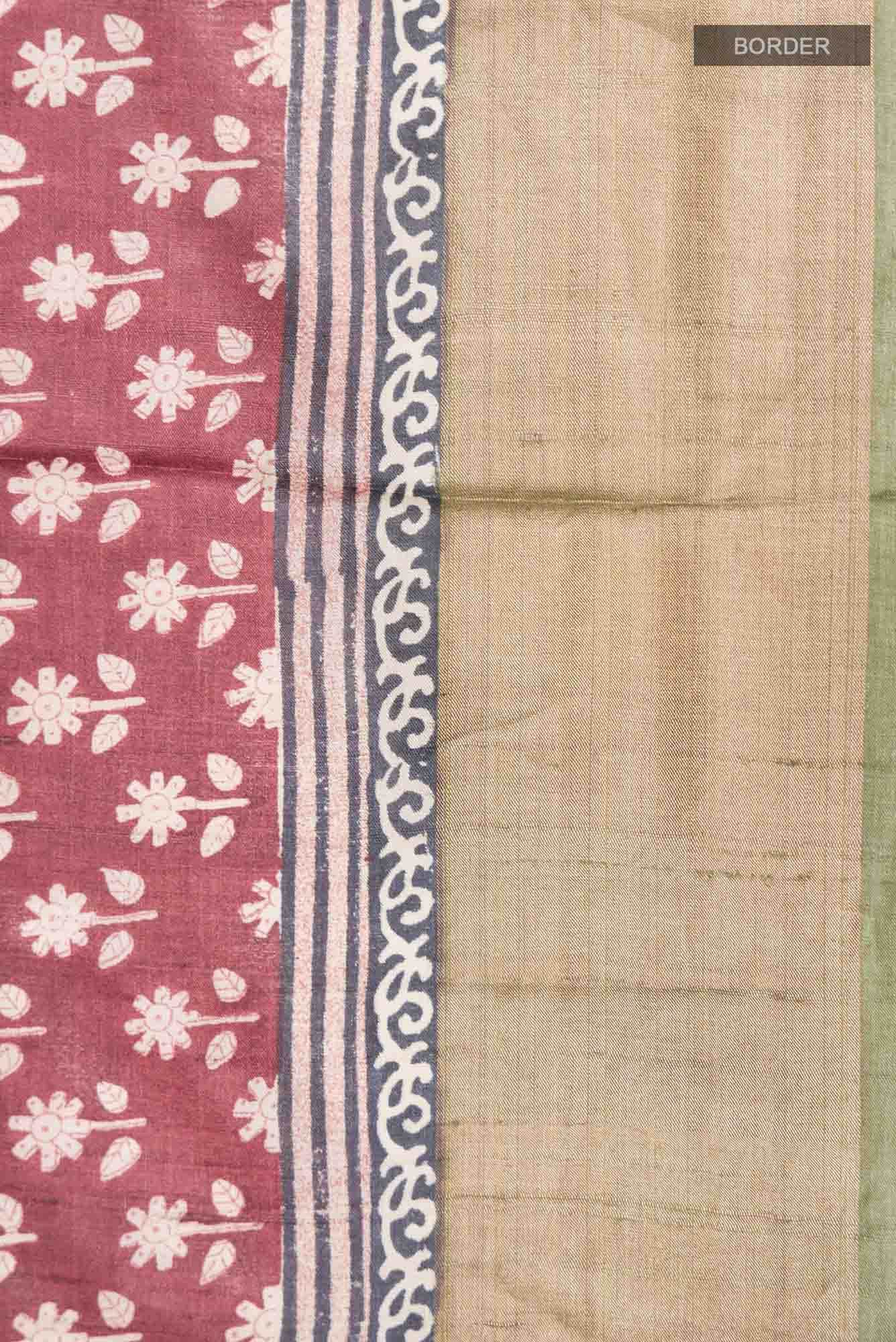 Brown Bhagalpuri Tussar Silk Saree