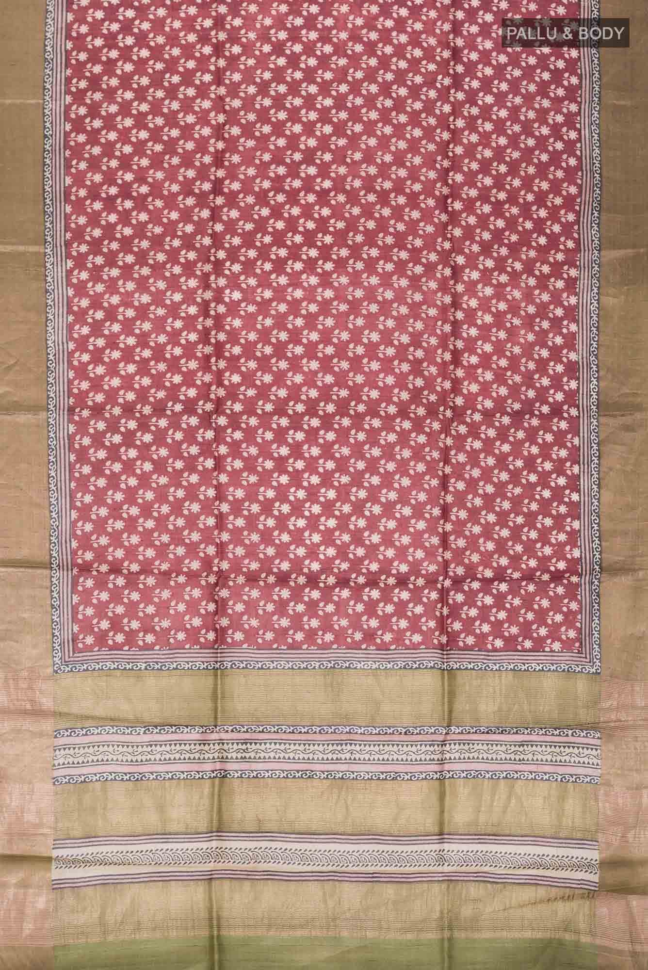Brown Bhagalpuri Tussar Silk Saree