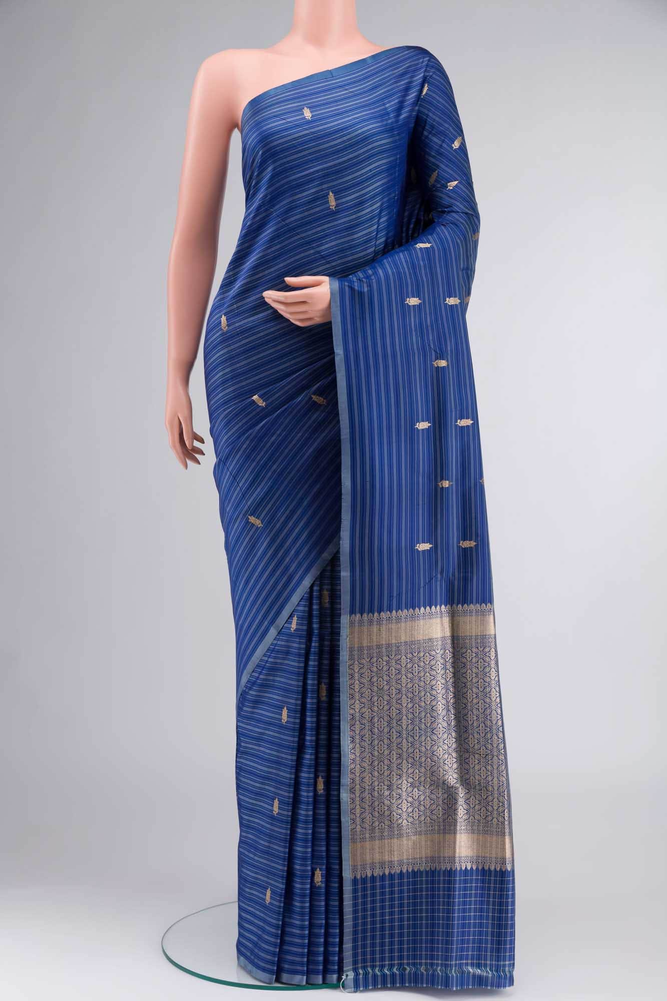 Blue Banarasi Katan Silk Saree