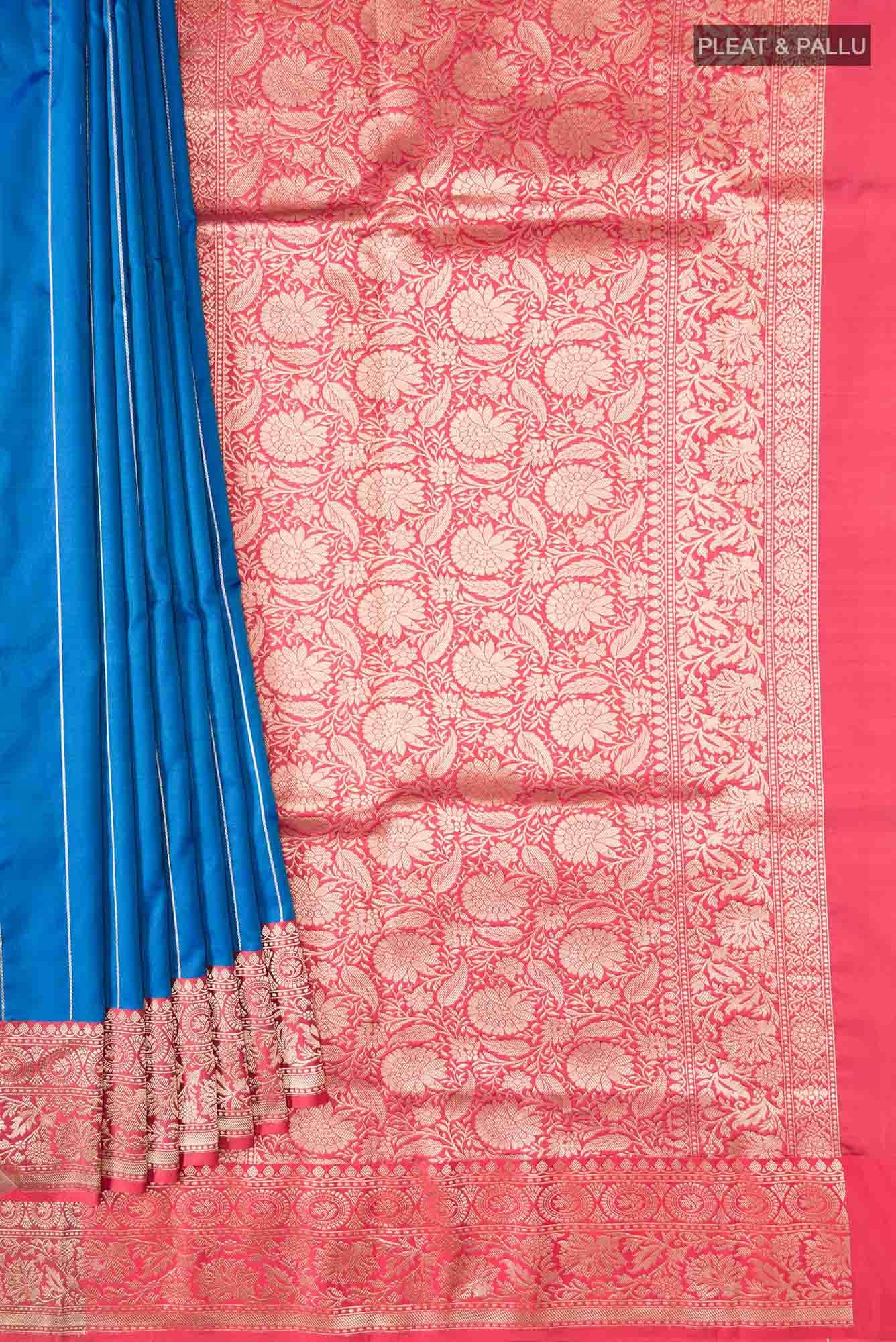 Blue Banarasi Katan Silk Saree