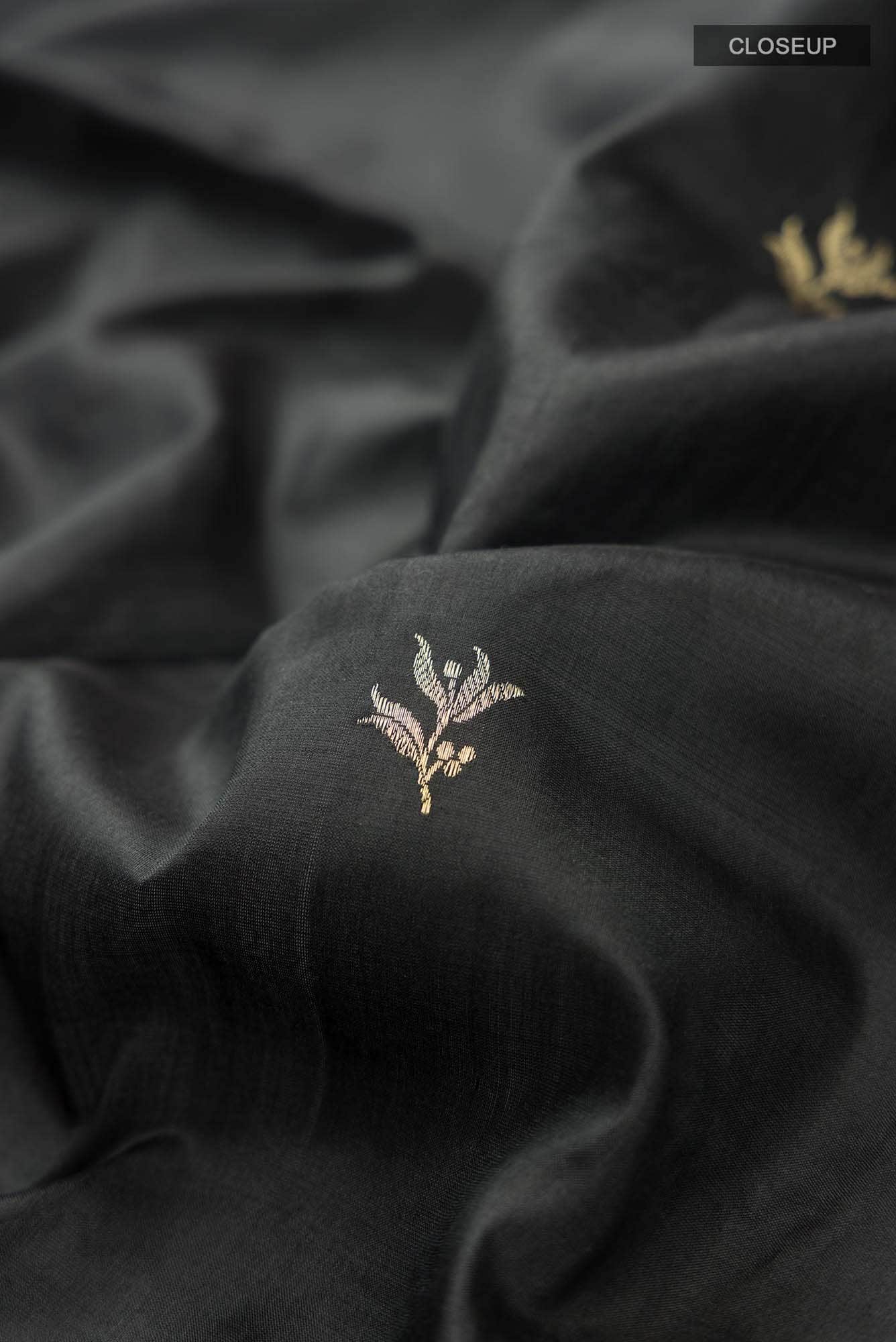 Black Banarasi Katan Silk Saree