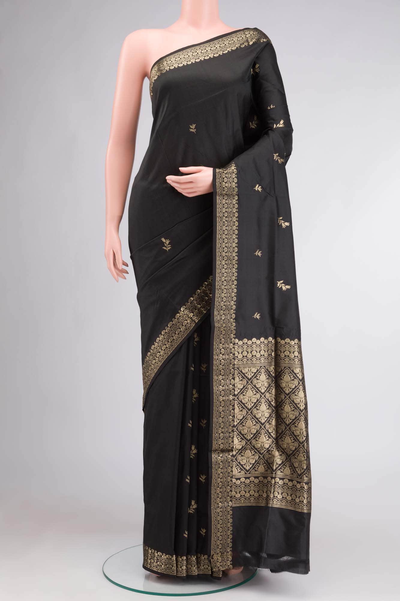 Black Banarasi Katan Silk Saree
