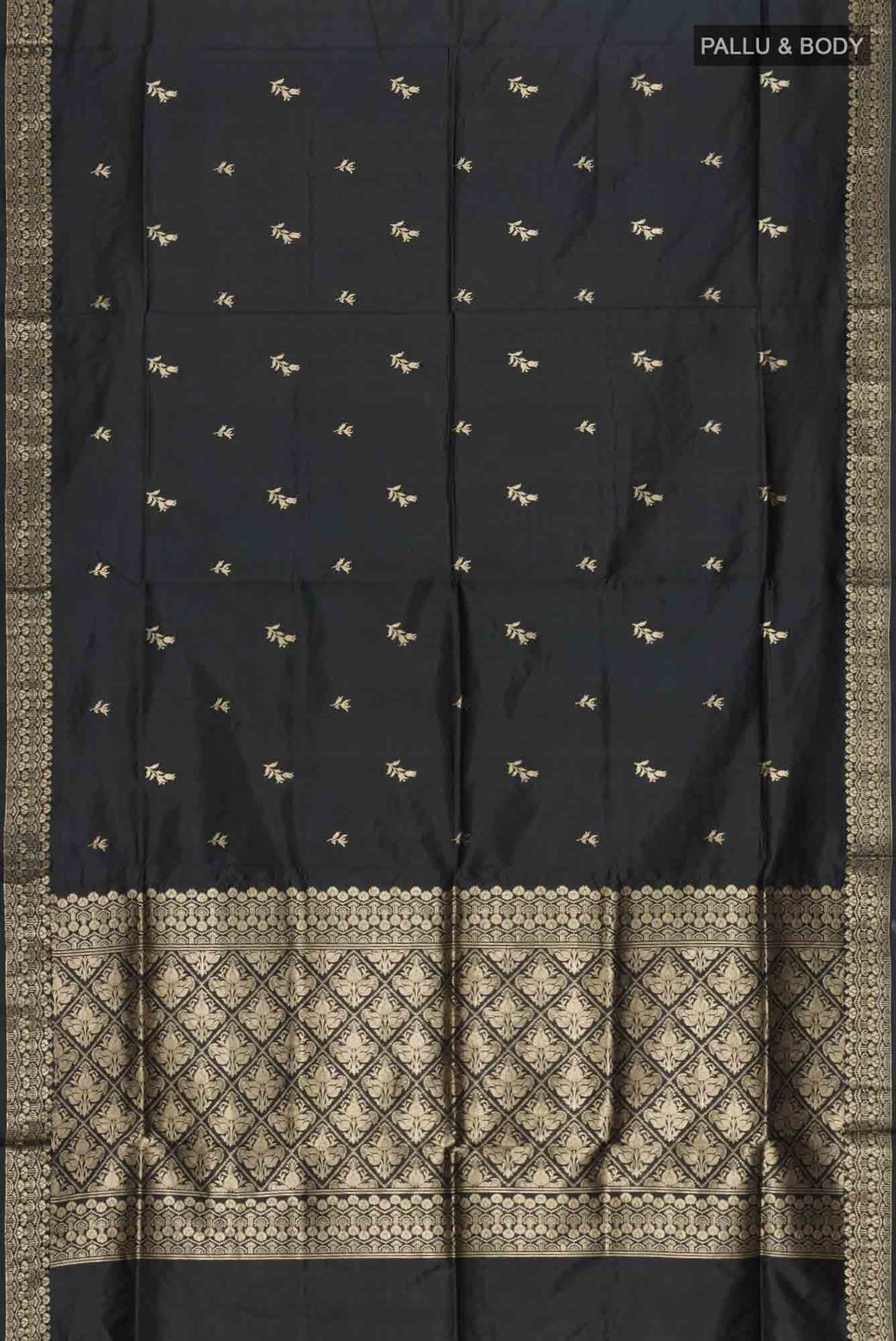 Black Banarasi Katan Silk Saree