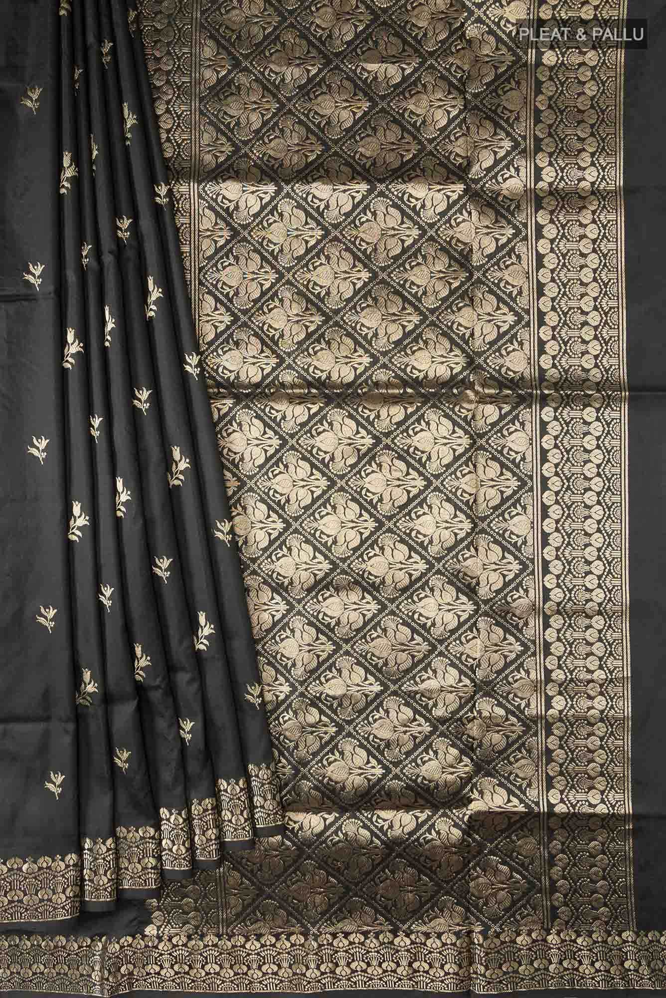 Black Banarasi Katan Silk Saree