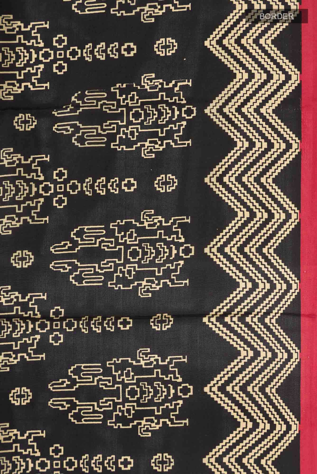 Black Printed Silk Saree
