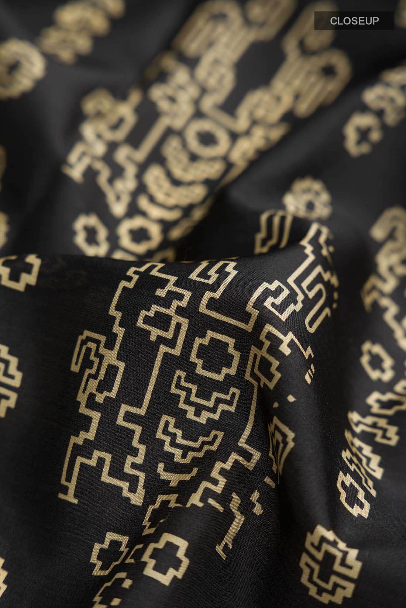 Black Printed Silk Saree