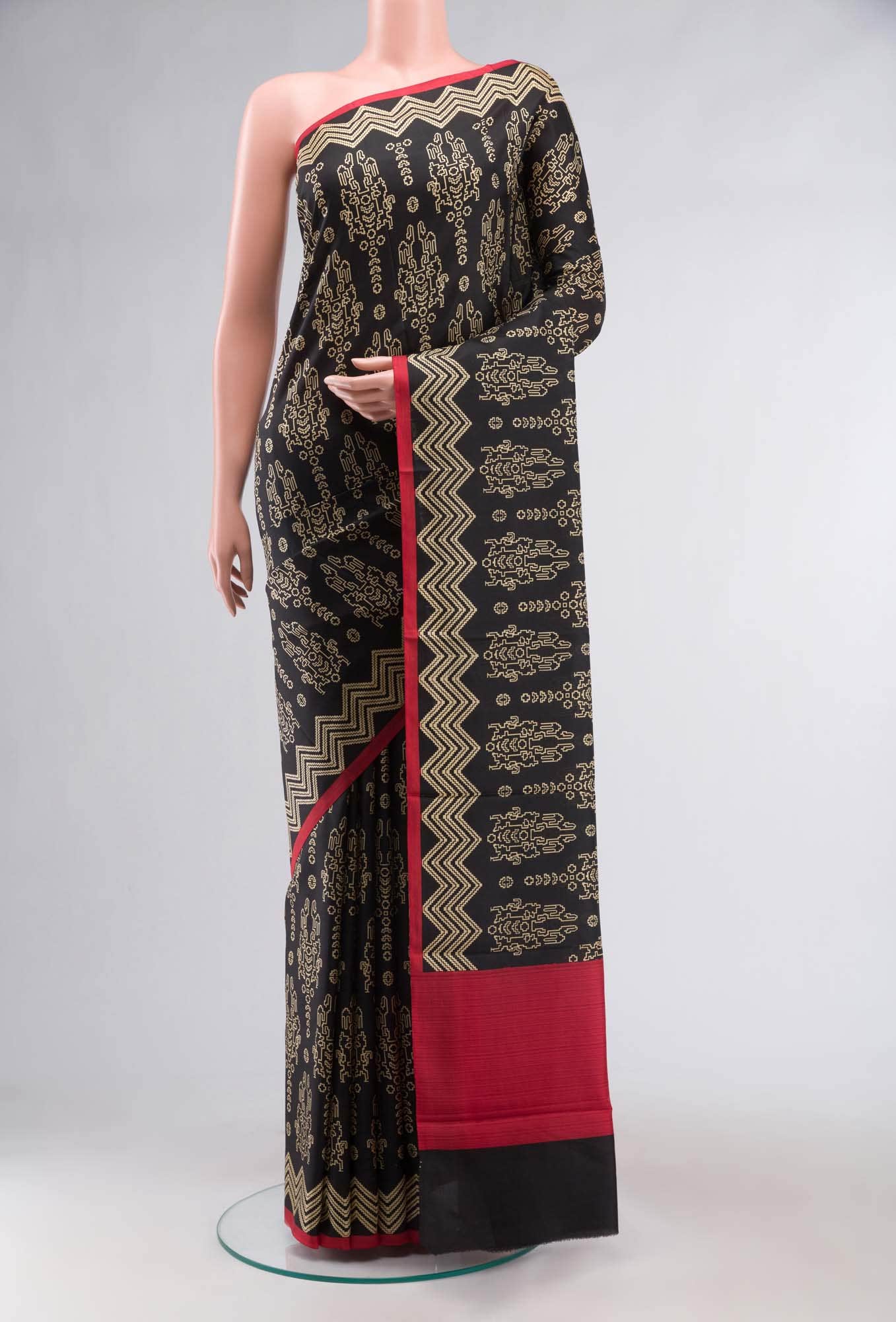 Black Printed Silk Saree